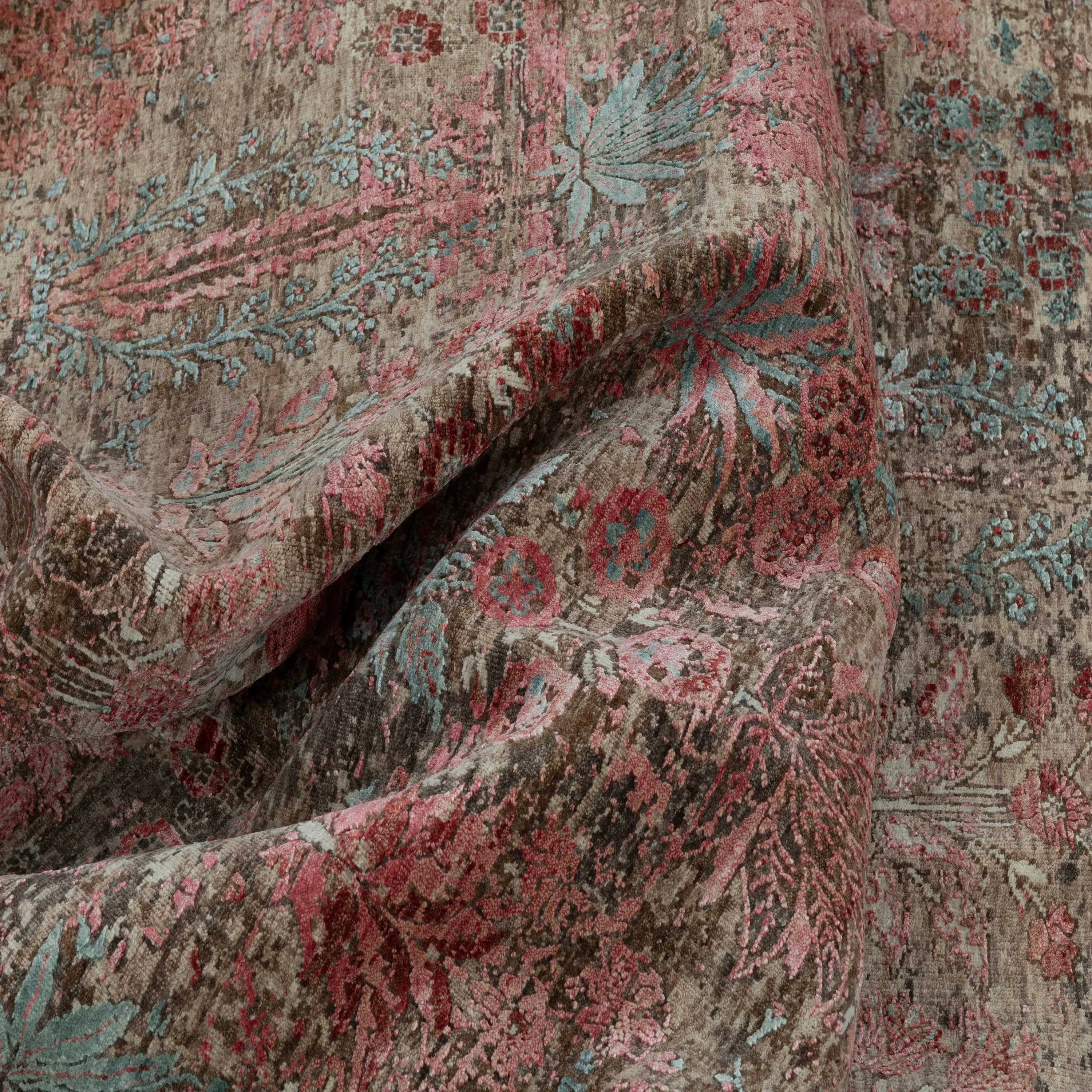 Rust Contemporary Wool Silk Blend Rug - 12' x 15' - Image 7