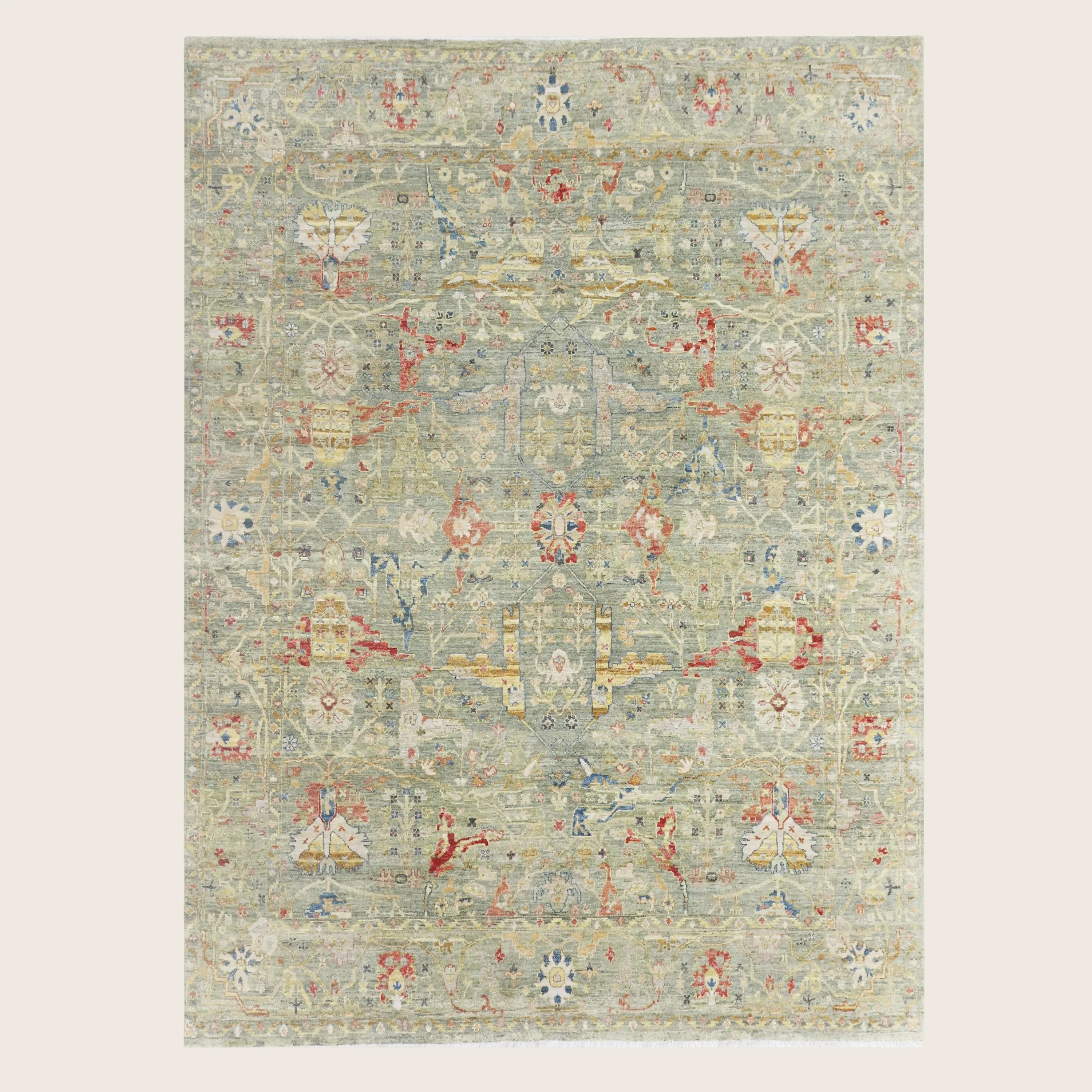 Sage Antique Revival Wool Rug - 8' x 10'