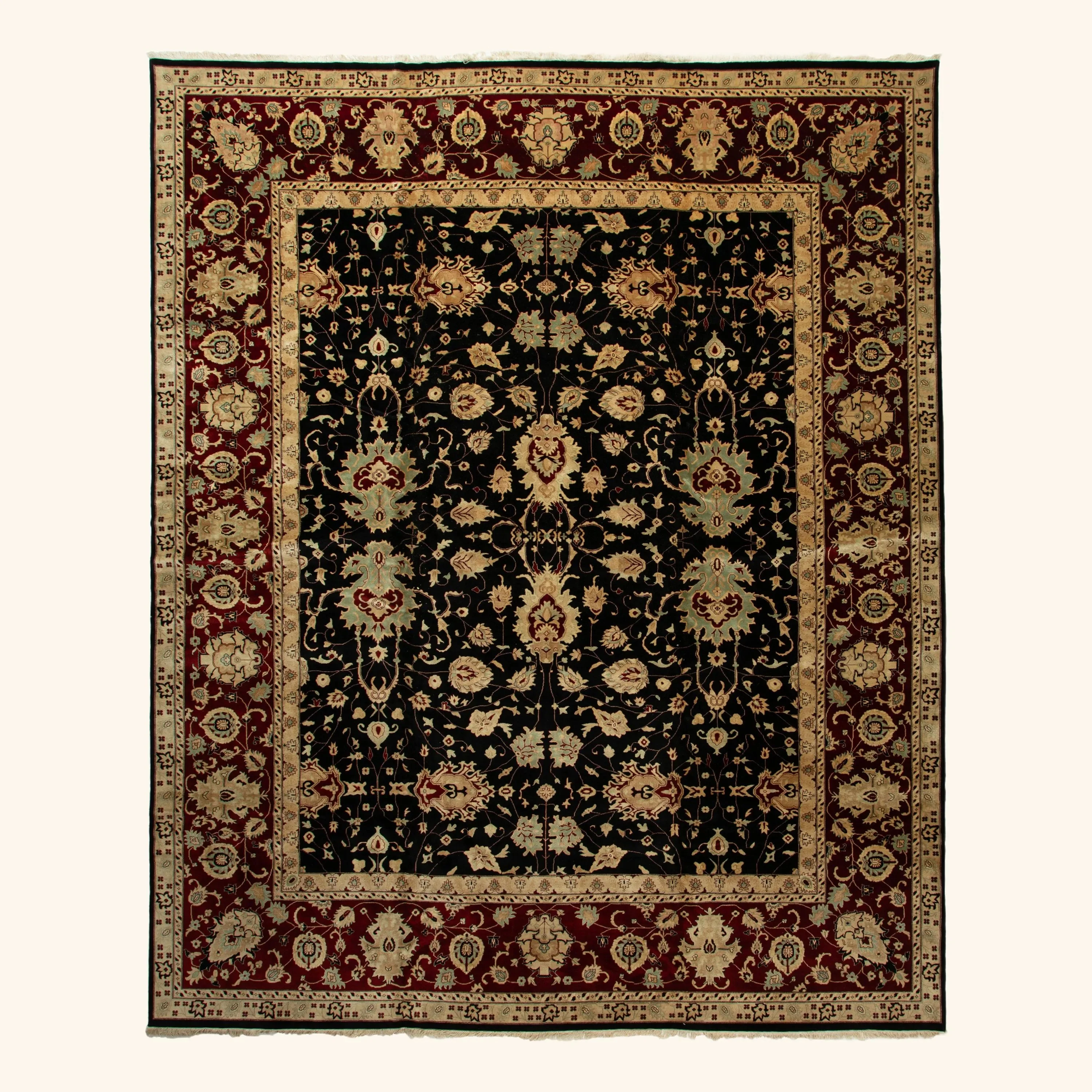Black Traditional Wool Rug - 13'4" x 16'6"
