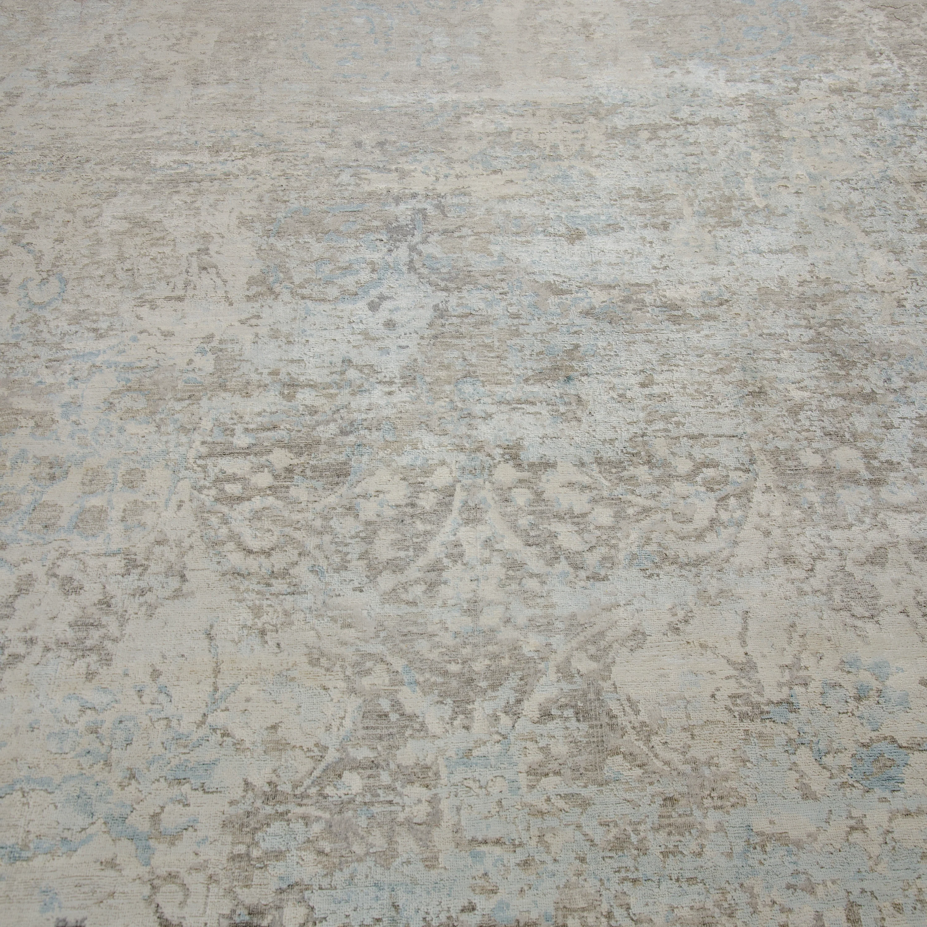 Grey Samoke Transitional Silk Rug - 8'11" x 12' - Image 2