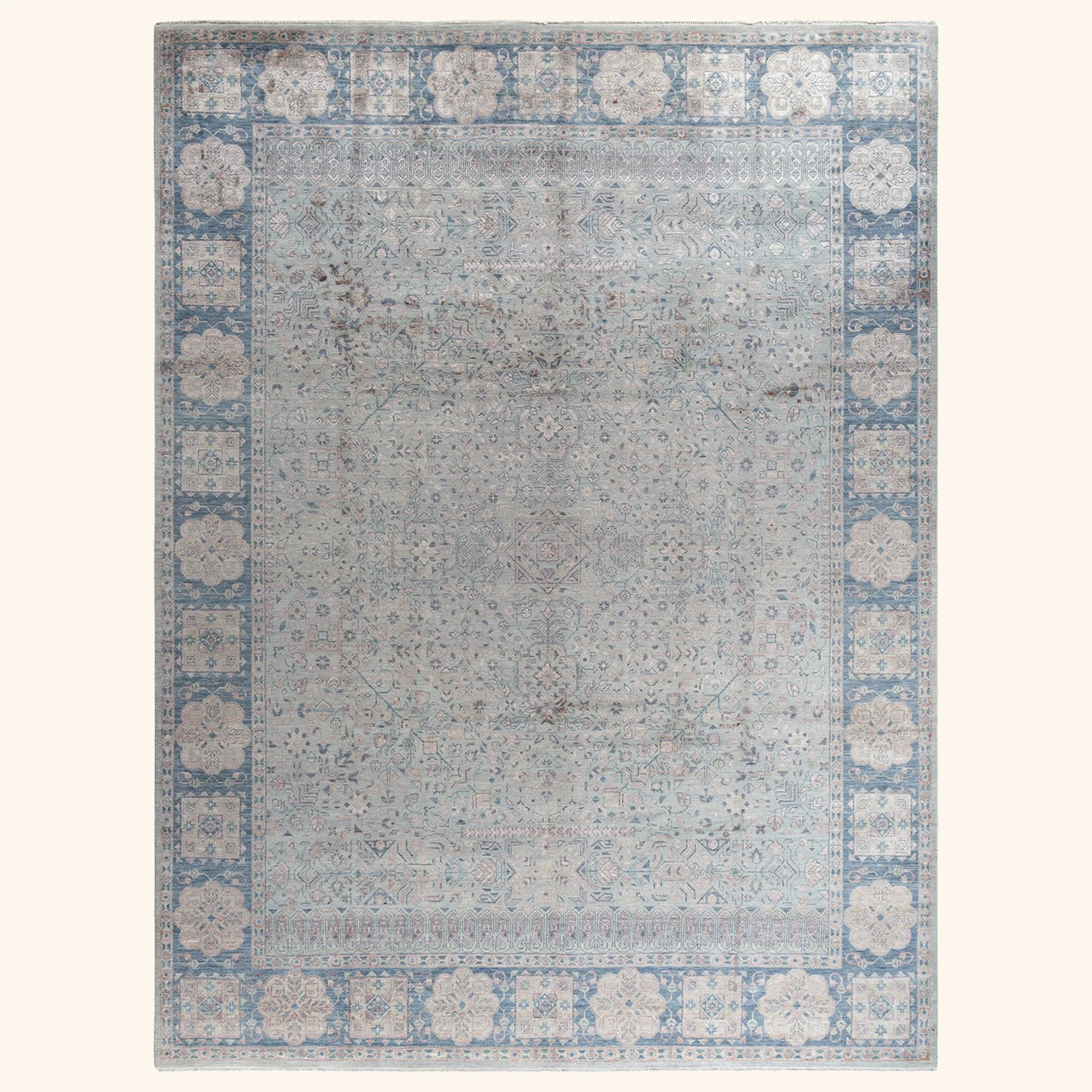 Sand Traditional Wool Silk Blend Rug - 9'2" x 12'2"
