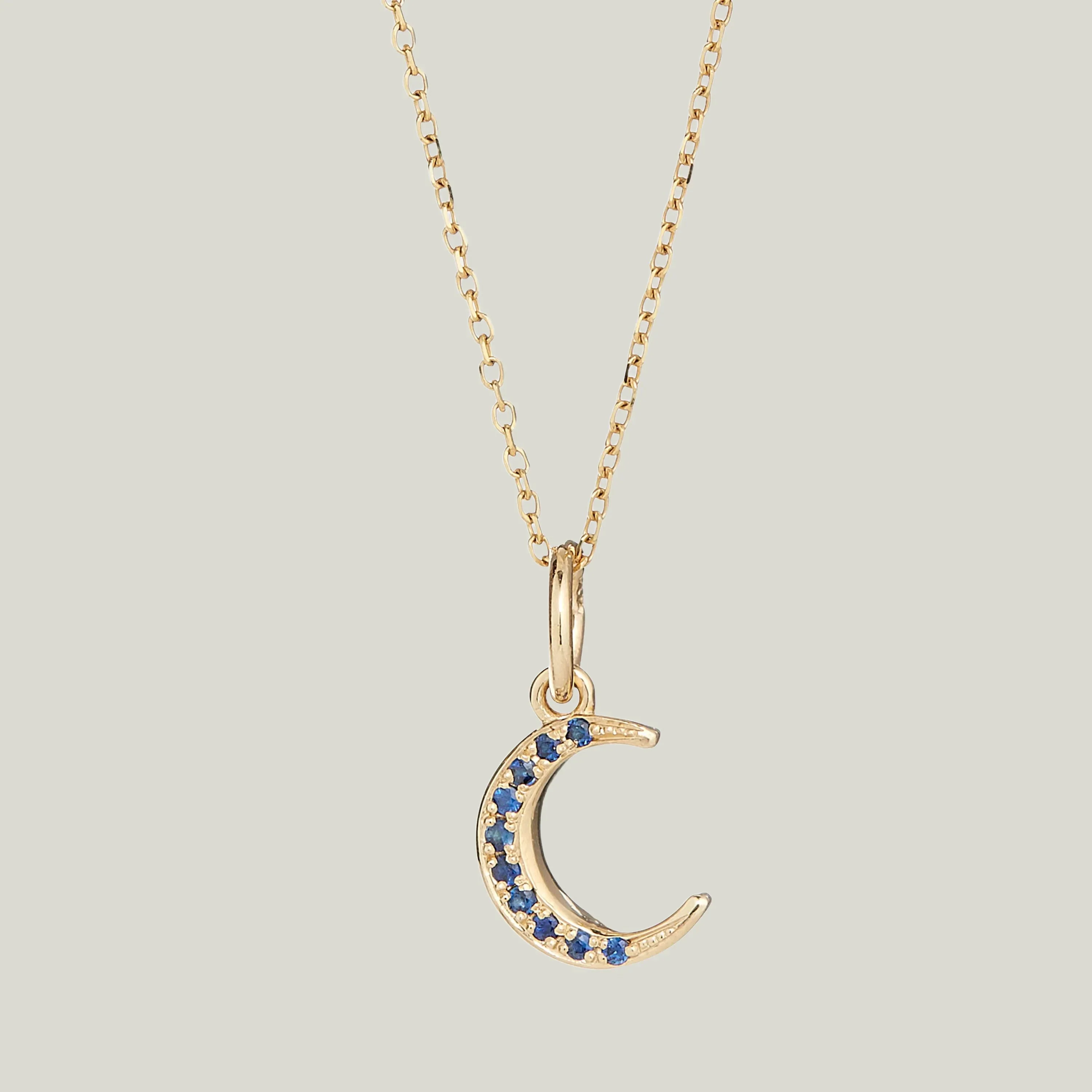 Sapphire Pavé Crescent Moon