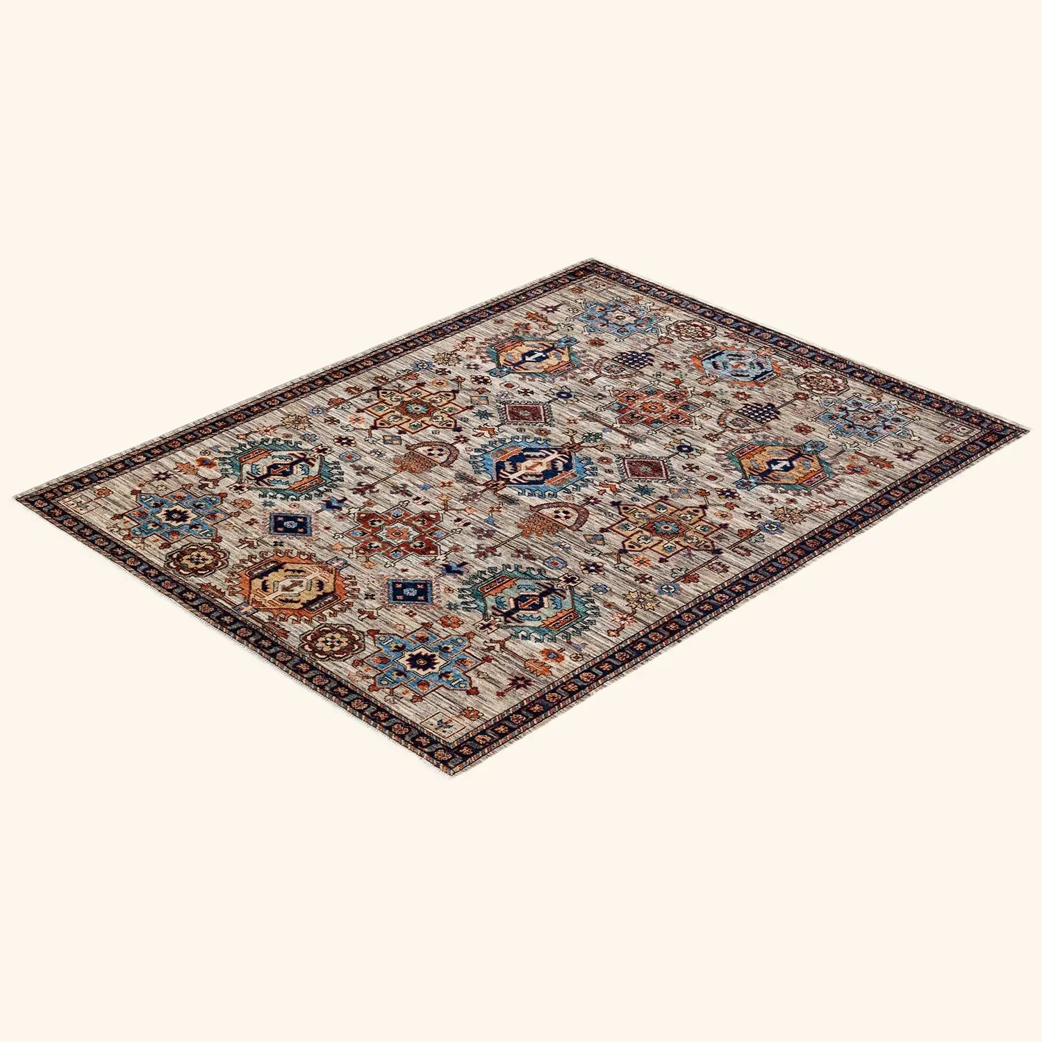 Beige Traditional Wool Rug - 5'1" x 6'8" - Image 8