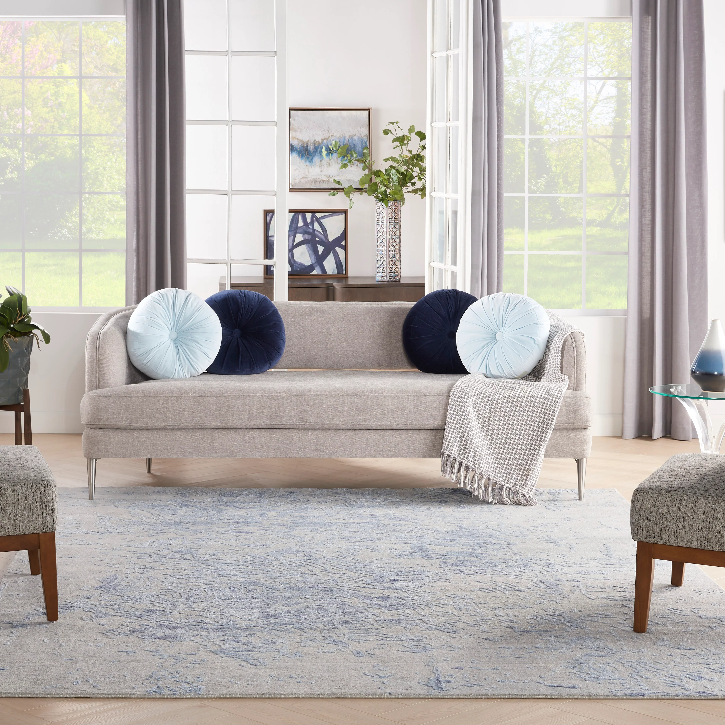 Blue Essentials Modern Bamboo Silk Wool Blend Rug - Image 19