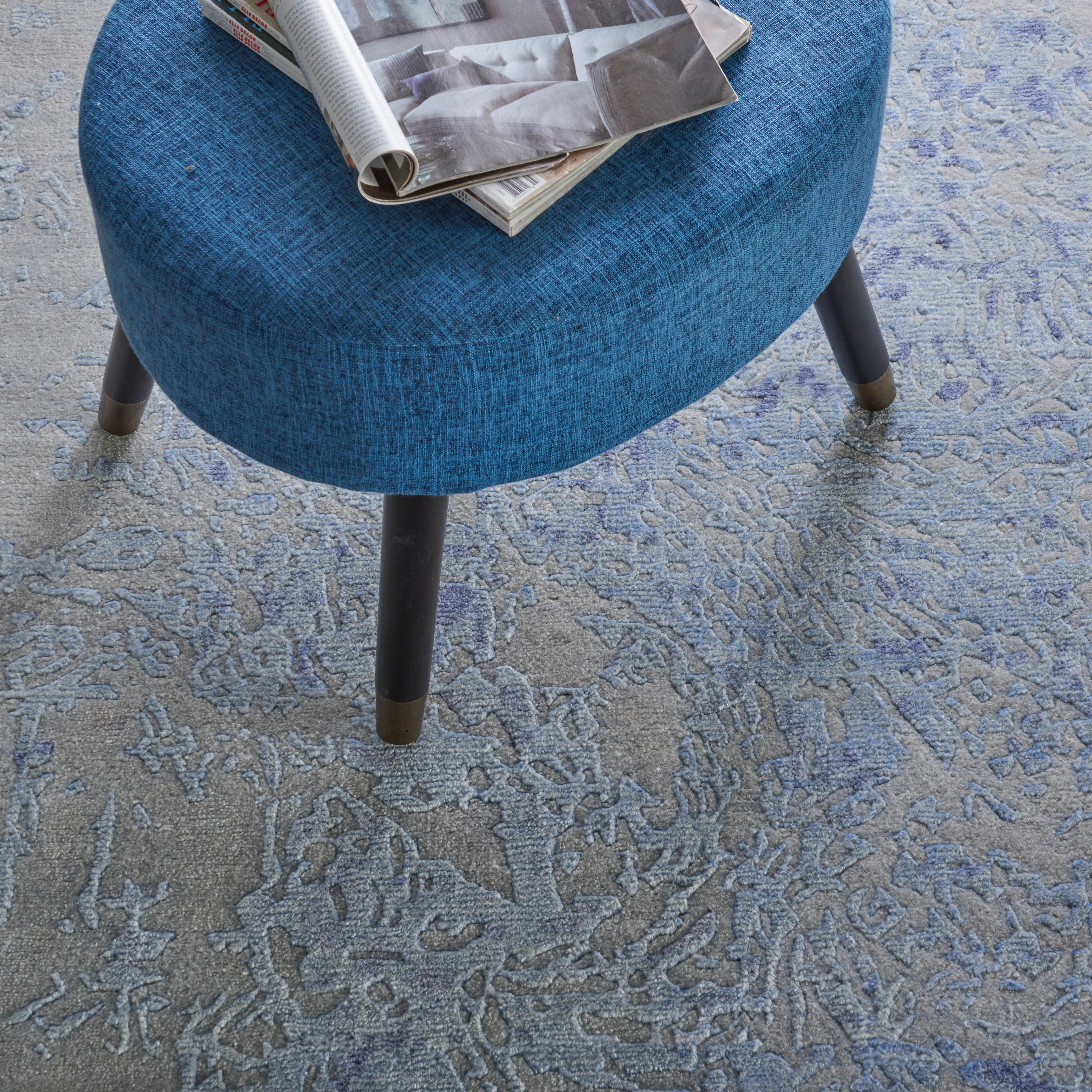 Blue Essentials Modern Bamboo Silk Wool Blend Rug - Image 21