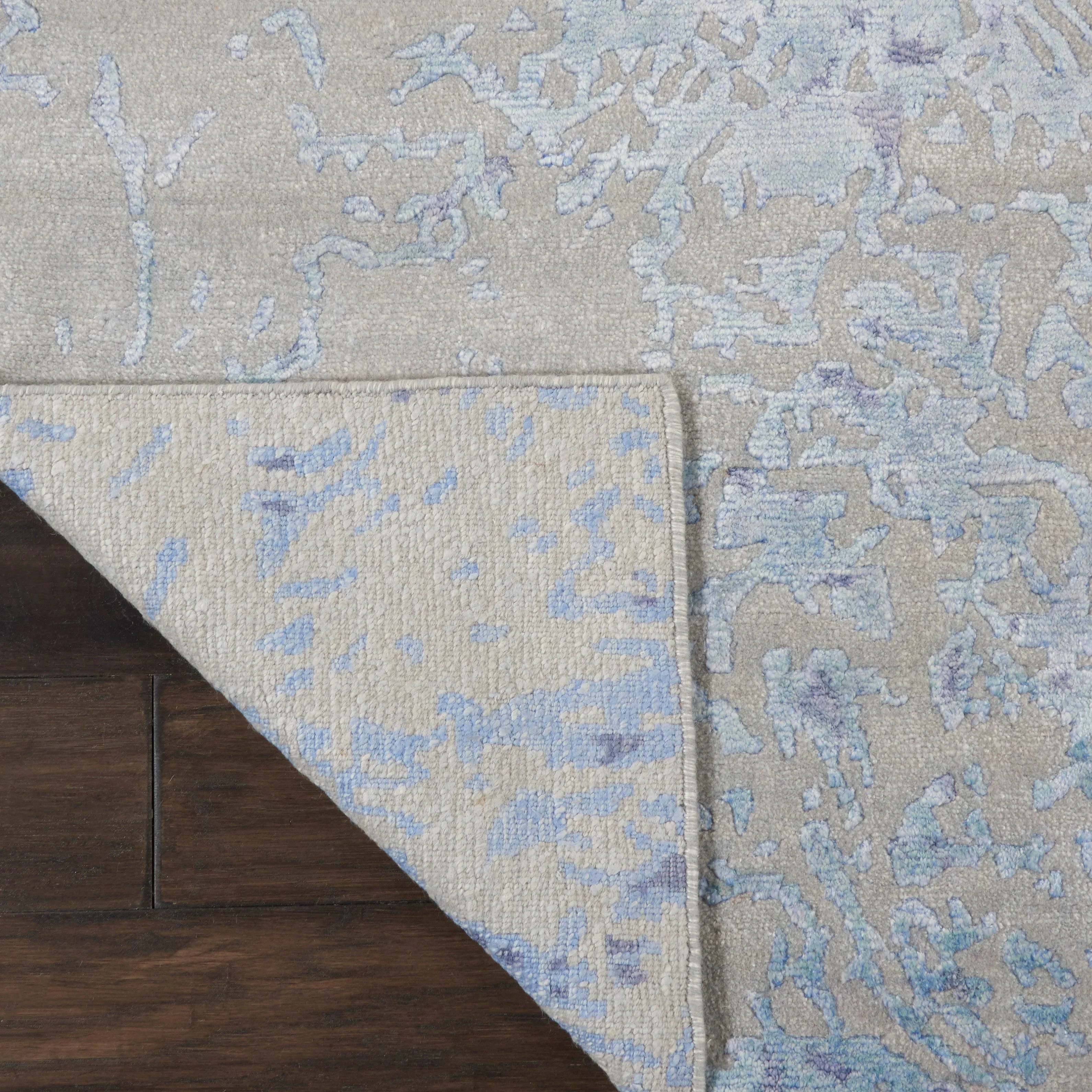 Blue Essentials Modern Bamboo Silk Wool Blend Rug - Image 9