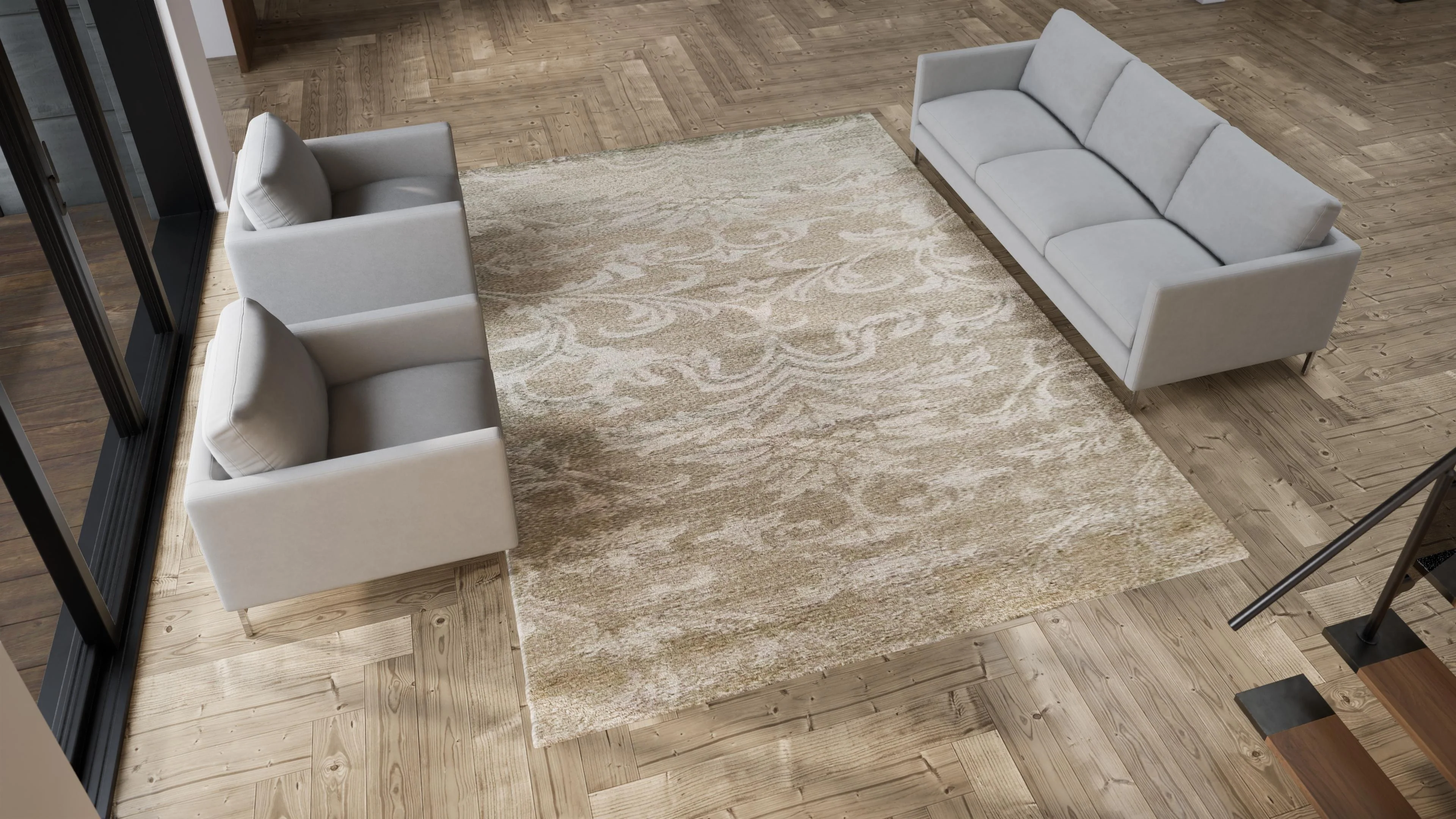 Gold Essentials Contemporary Bamboo Wool Blend Rug - Image 7