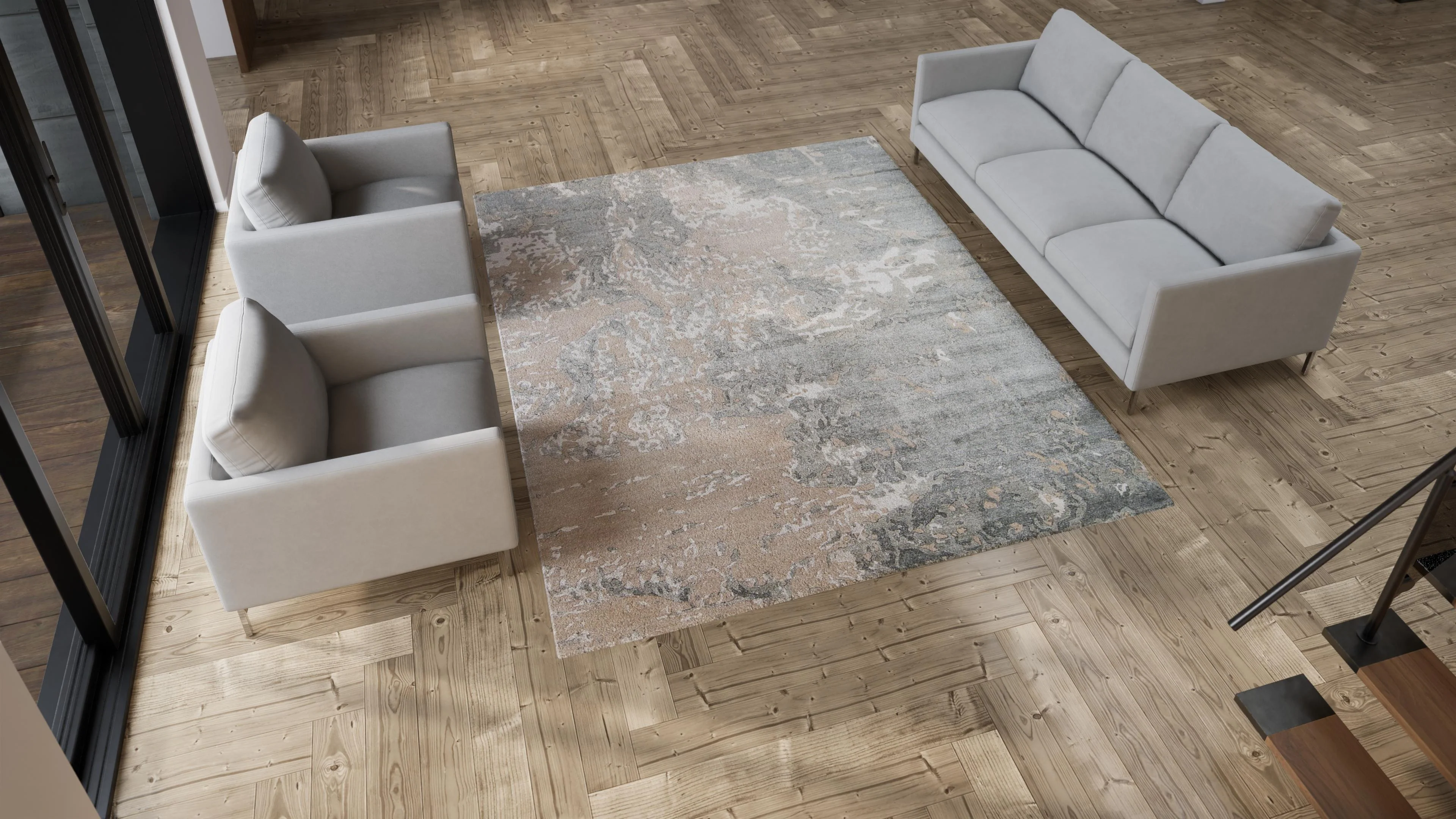 Beige Essentials Abstract Modern Wool Blend Rug - Image 29
