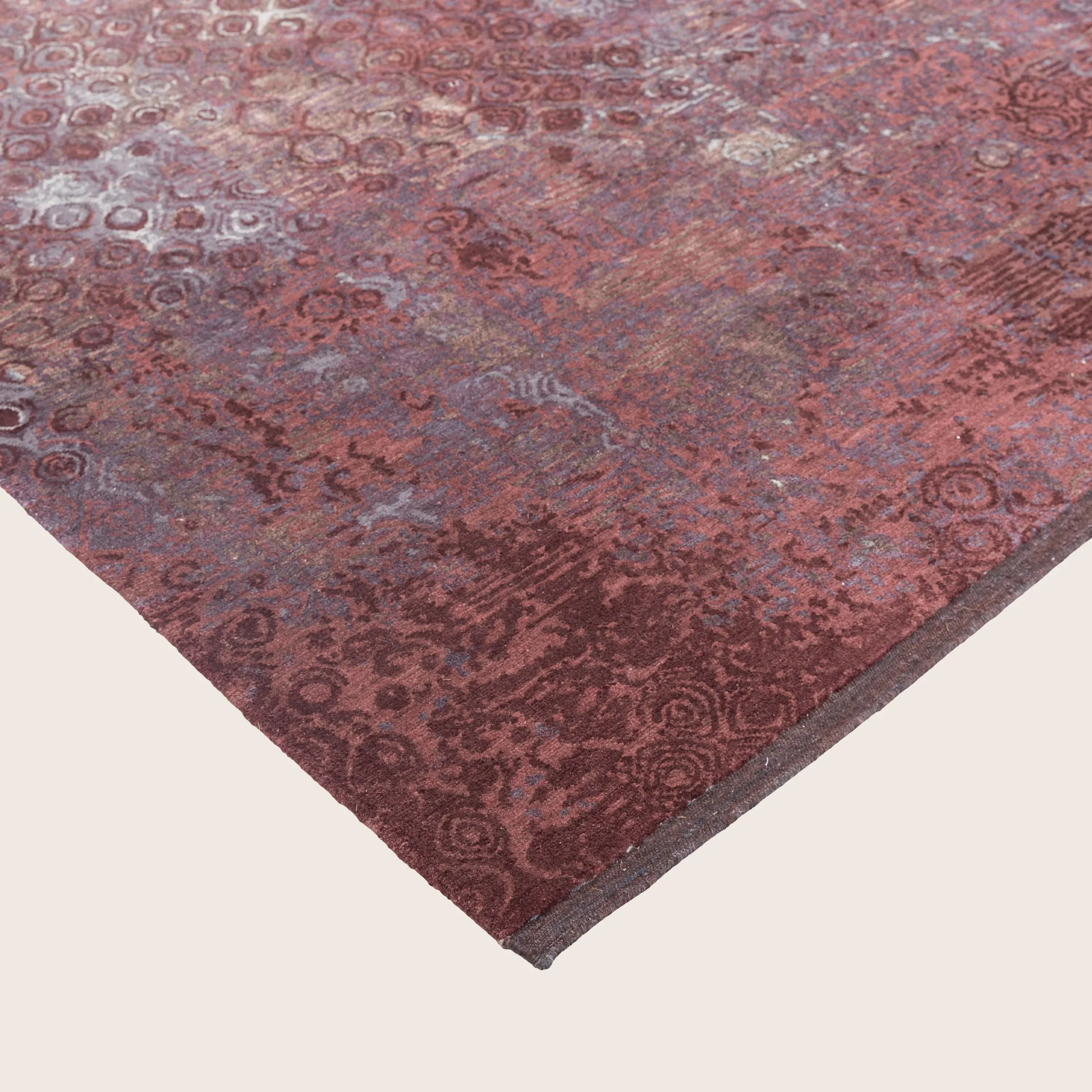 Purple Stelle Contemporary Tibetan Wool Silk Blend Rug - 9' x 12' - Image 3