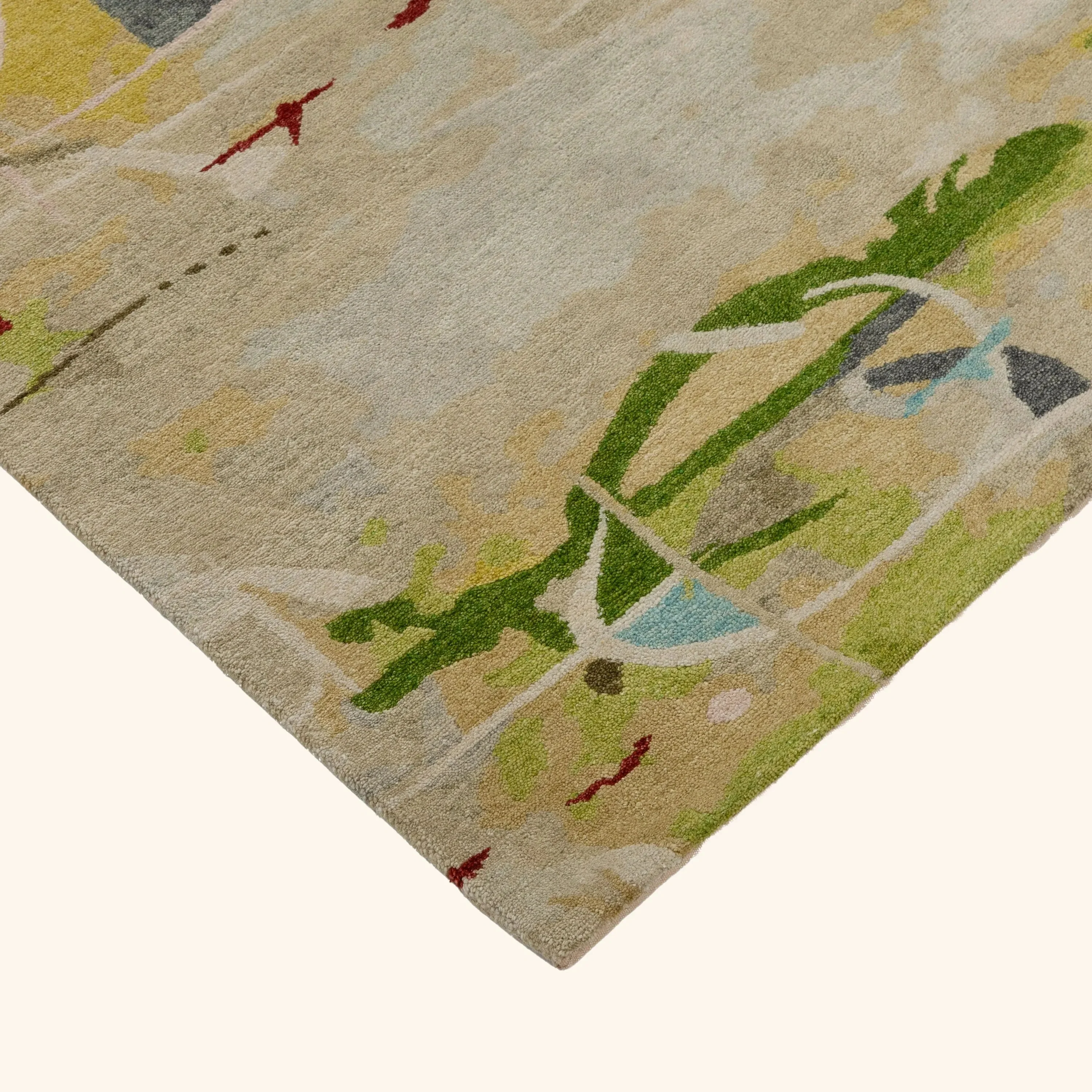 Multicolored Aurora Aurora Tibetan Wool Silk Blend Rug - 6' x 9' - Image 3