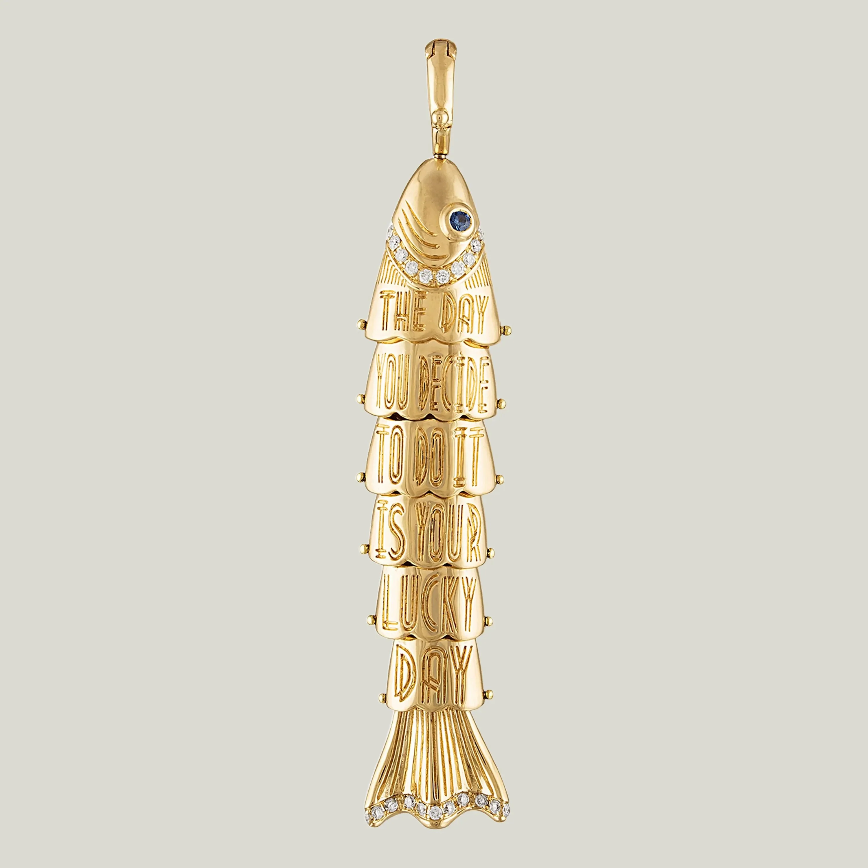 Swedish Fish Pendant, Yellow Gold, Pastel, Large - Image 2