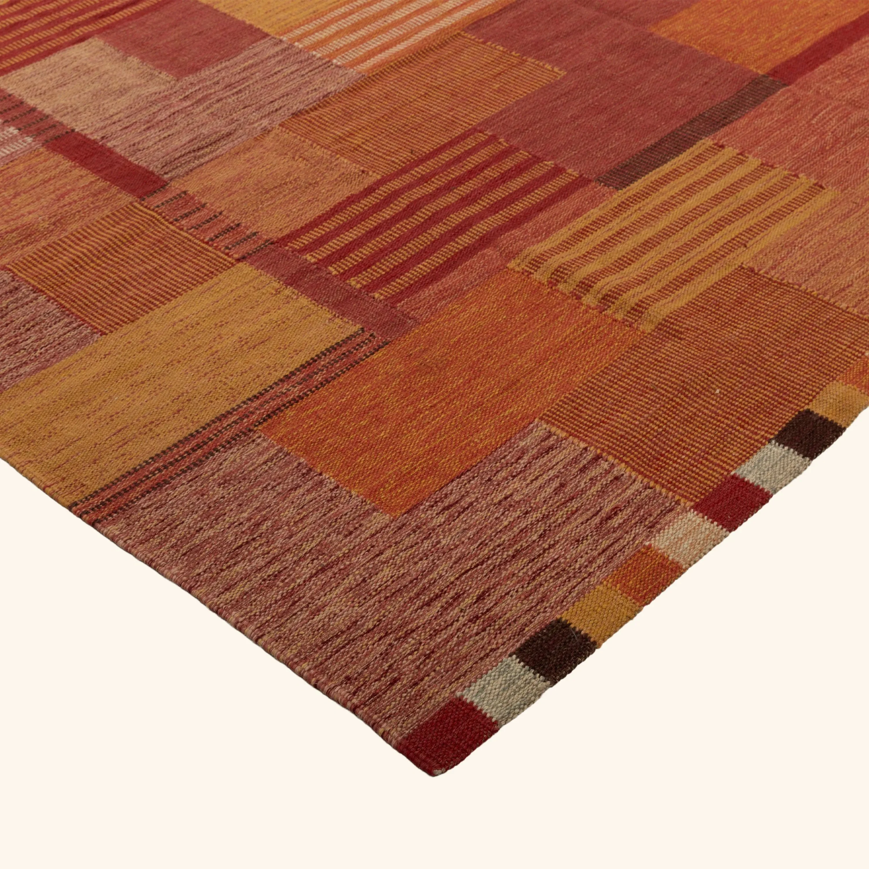 Orange Geometric Swedish Inspired Kilim - 10'3" x 14' - Image 3