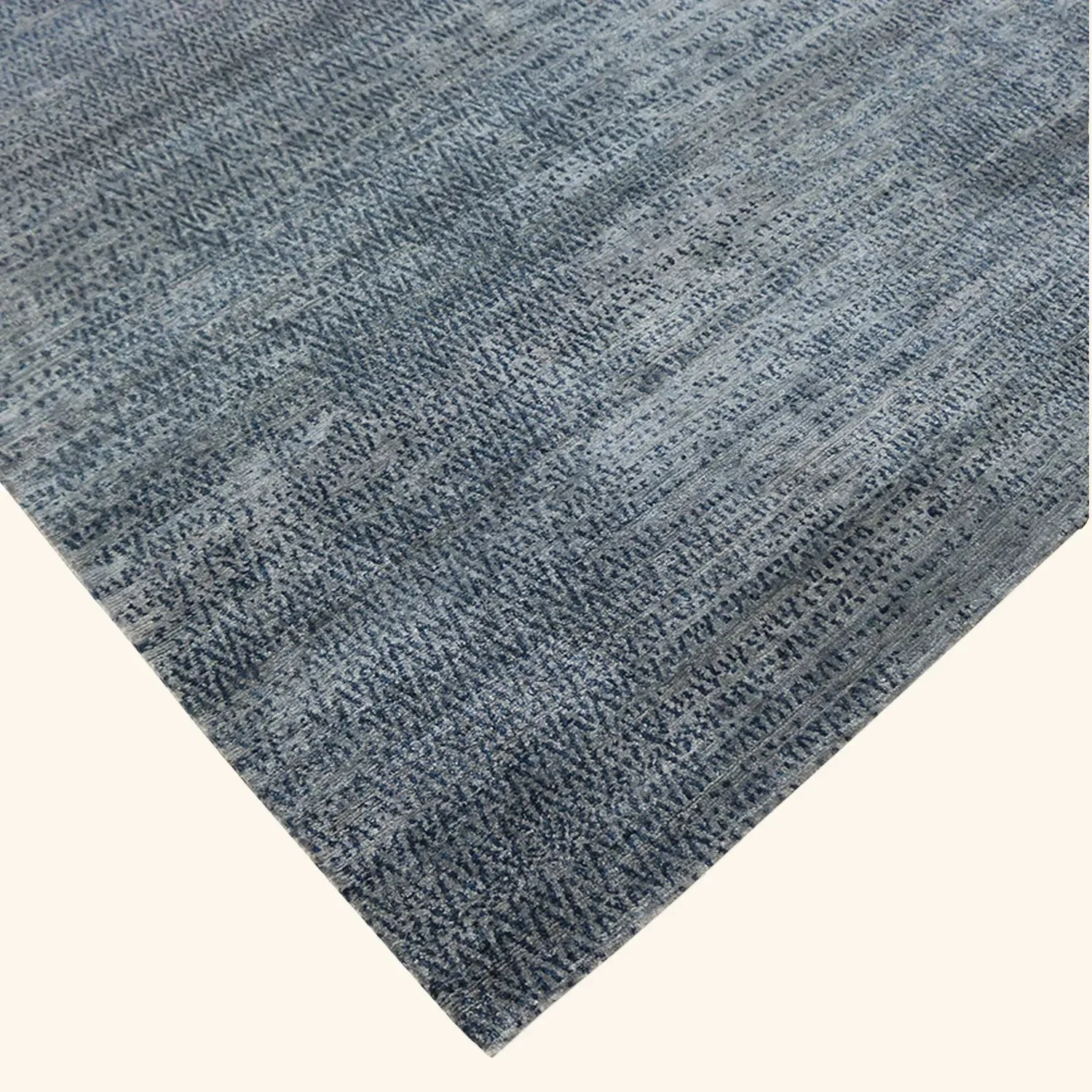Tibetan Nu Vibrant Silk Rug - Slate Blue - Image 3