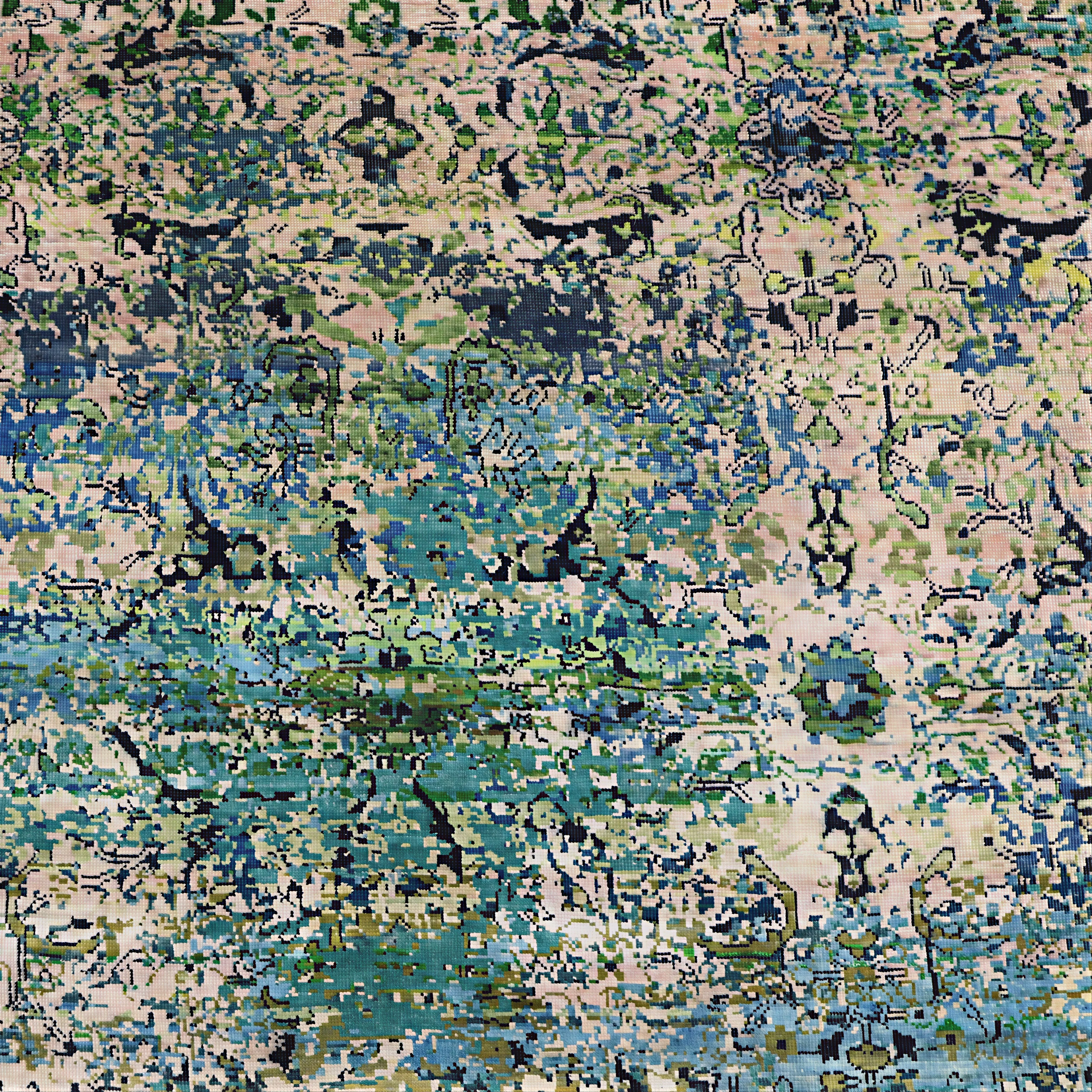 Teal & Cream Alchemy Silk Wool Blend Rug - 8'9" x 11'11" - Image 4