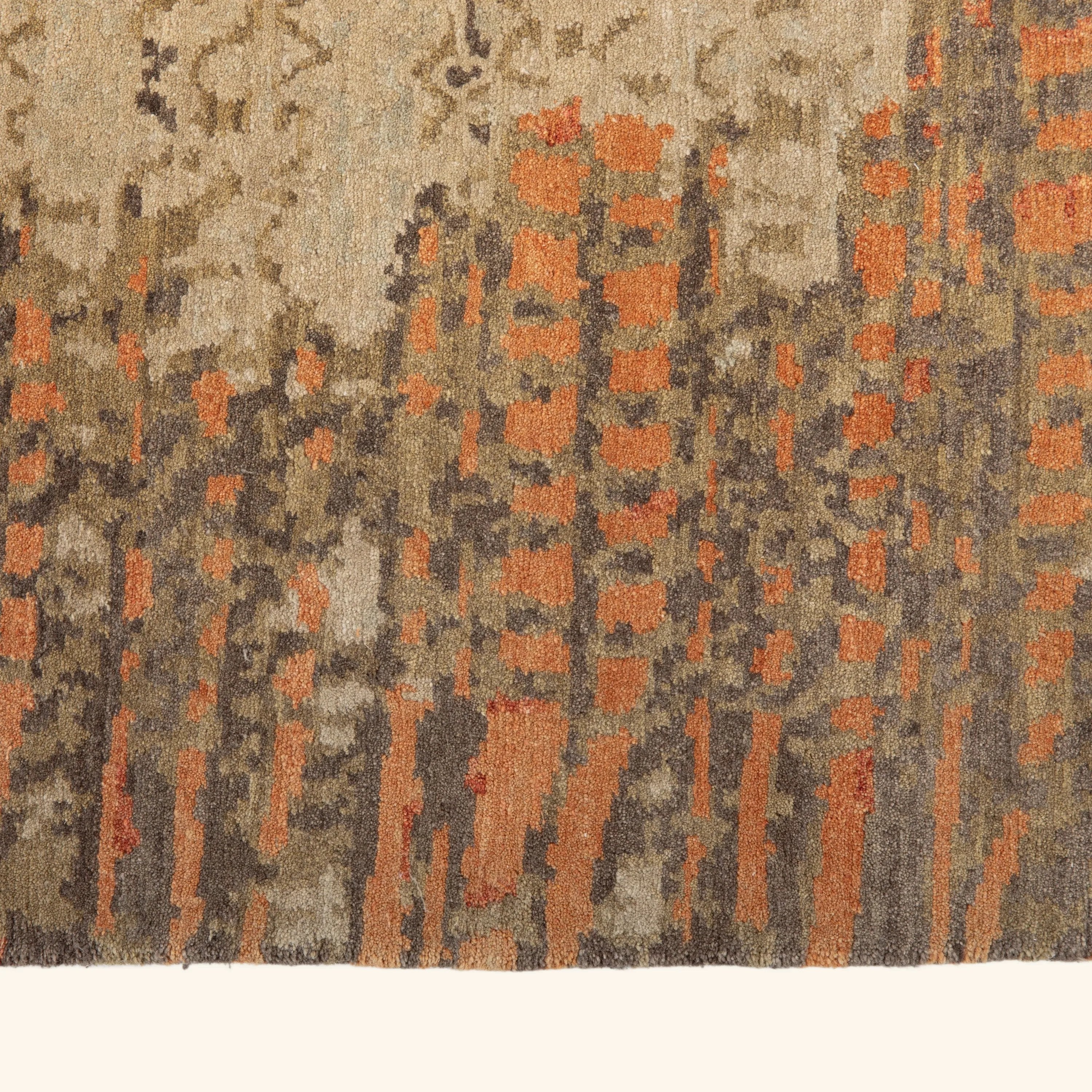 Orange Aurora Contemporary Tibetan Wool Silk Blend Rug - 8' x 10' - Image 5
