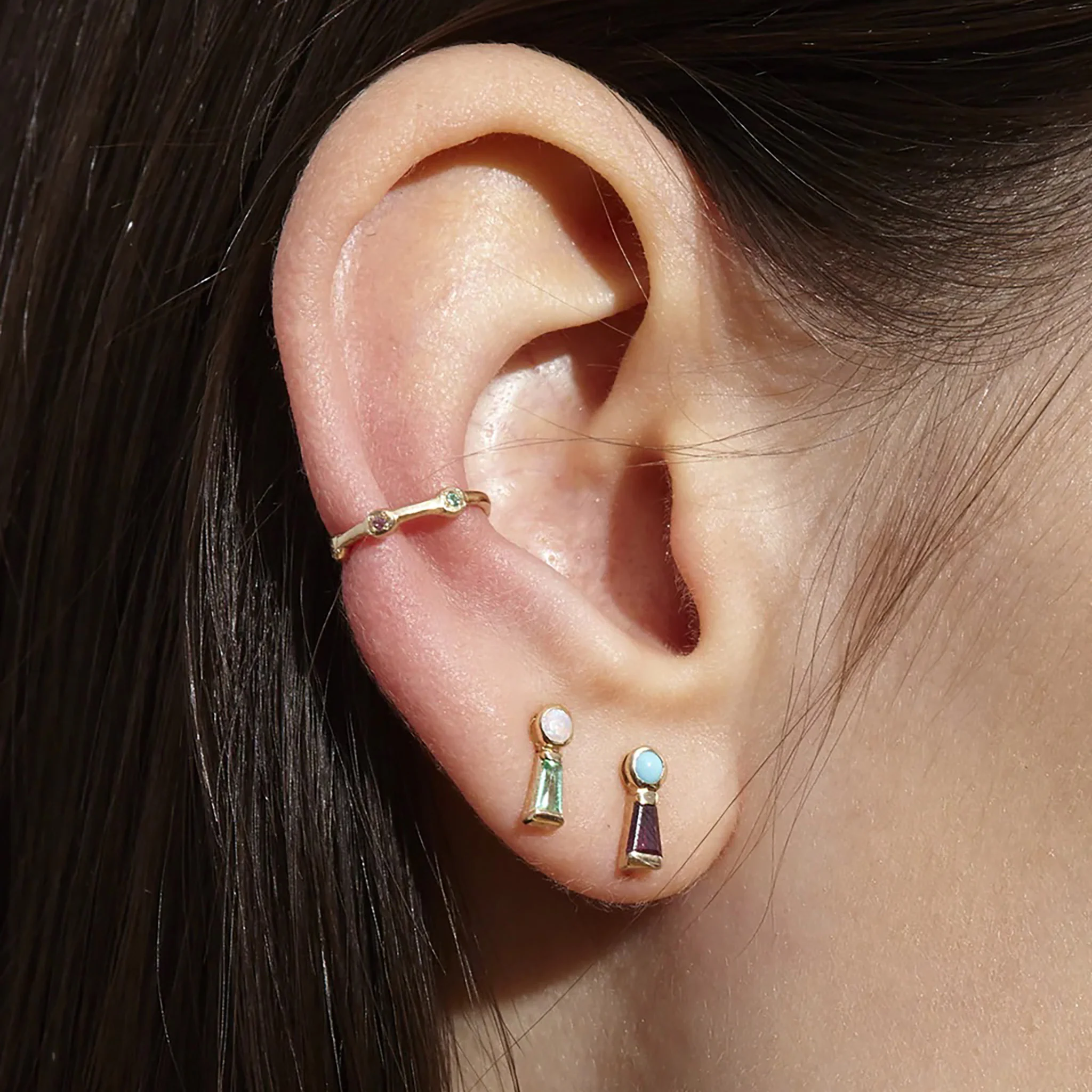 The Garnet Keyhole Stud with Turquoise - Image 2