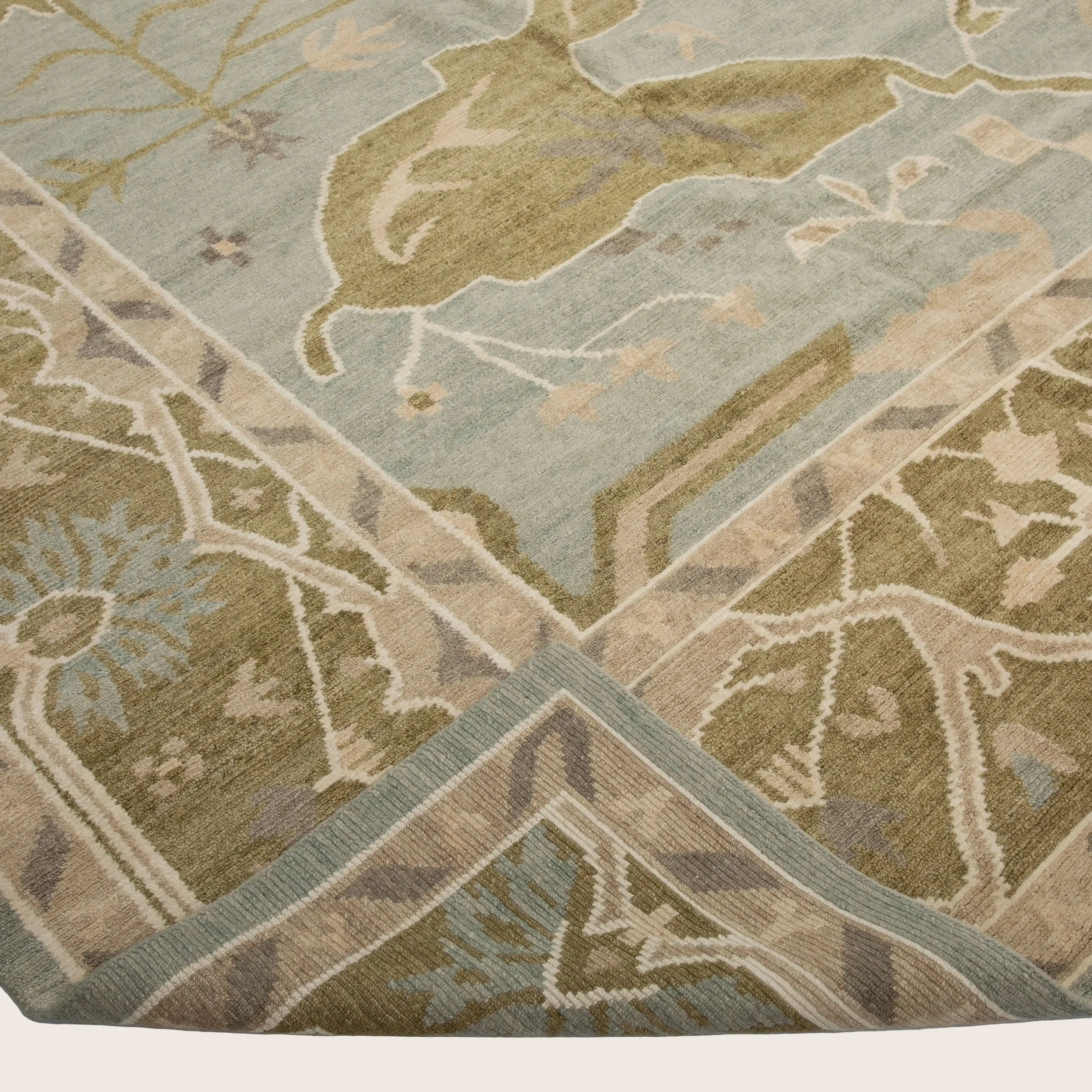 Blue Tibetan Traditional Wool Rug - 13' x 18' - Image 4