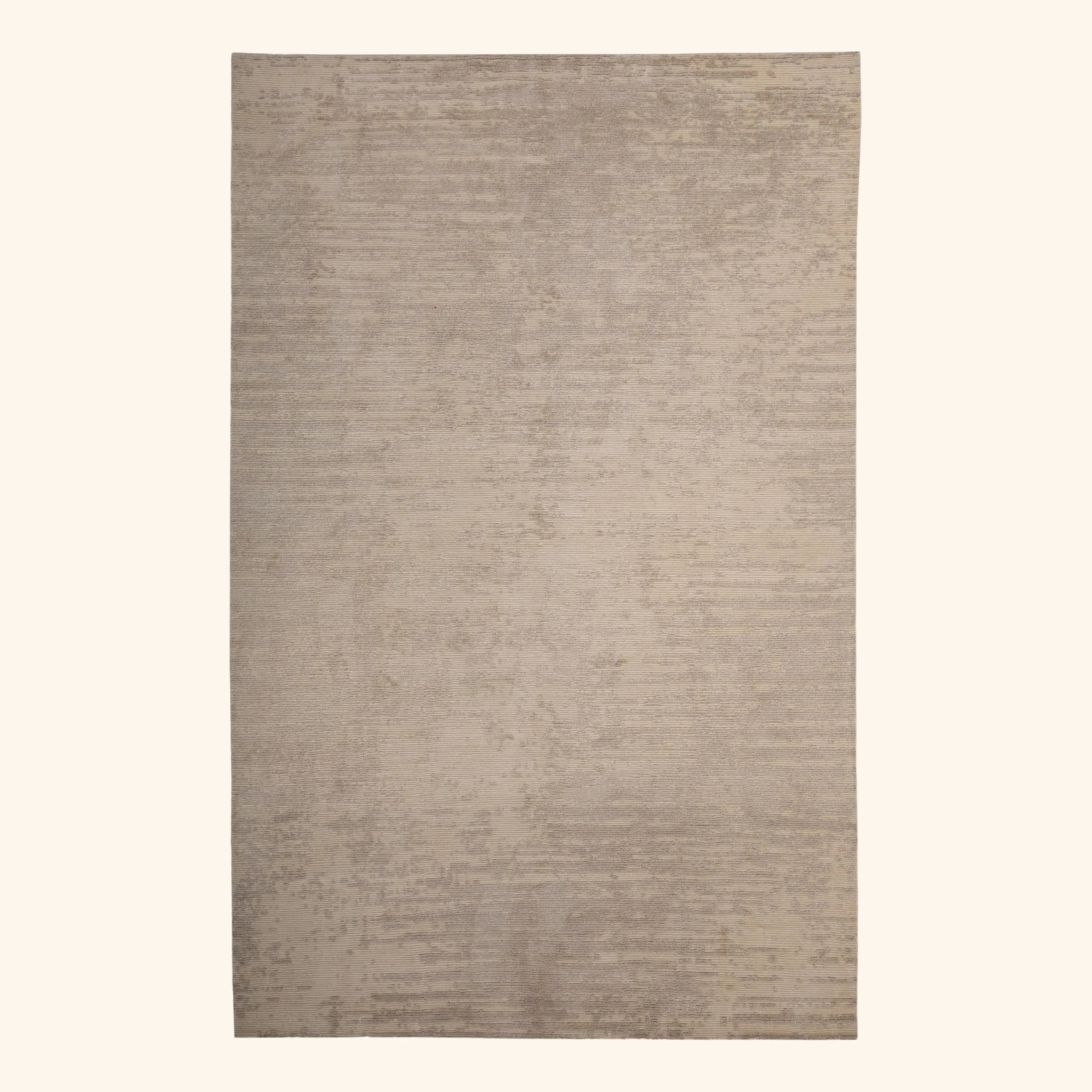 Grey & White Contemporary Tibetan Silk Wool Blend Rug