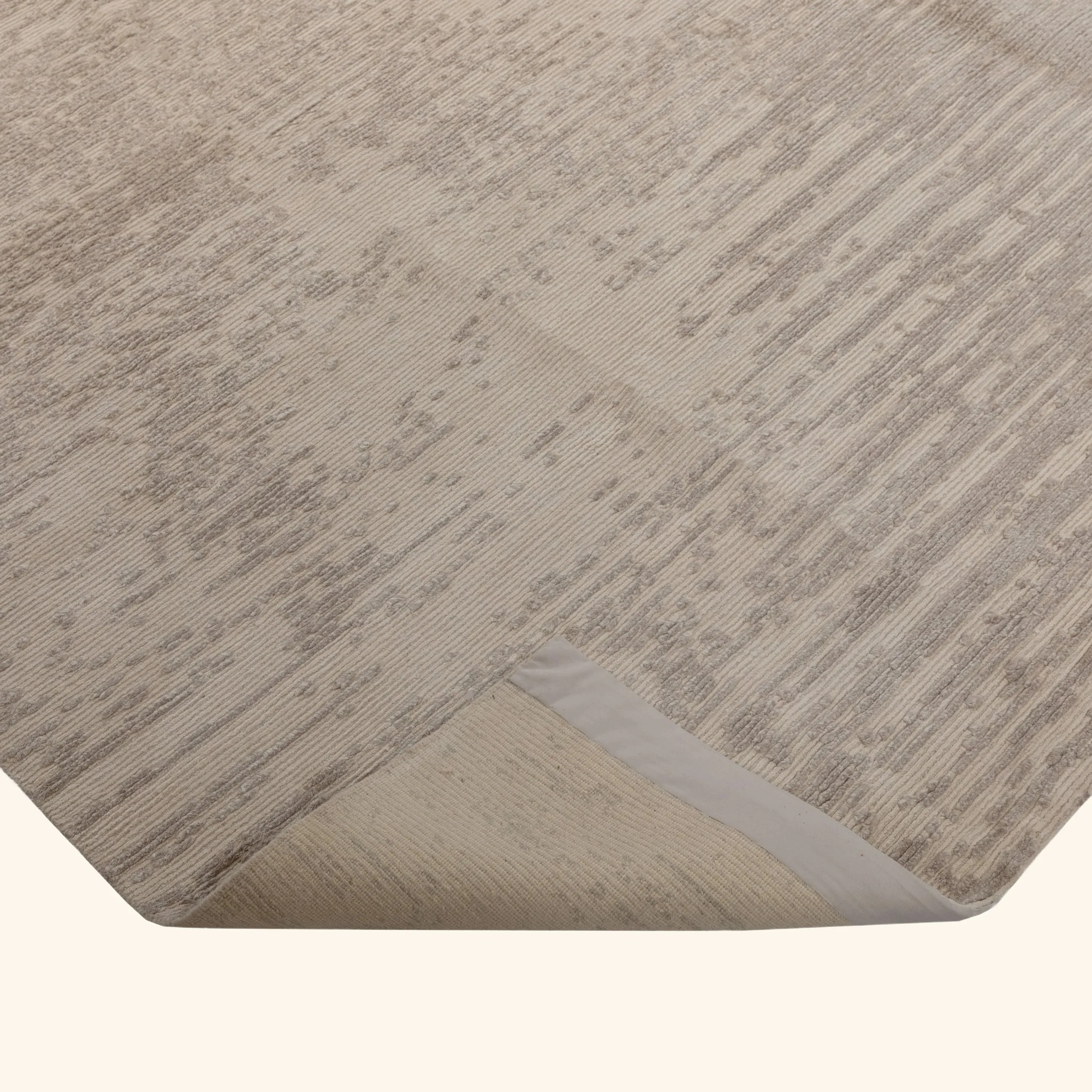 Grey & White Contemporary Tibetan Silk Wool Blend Rug - Image 14