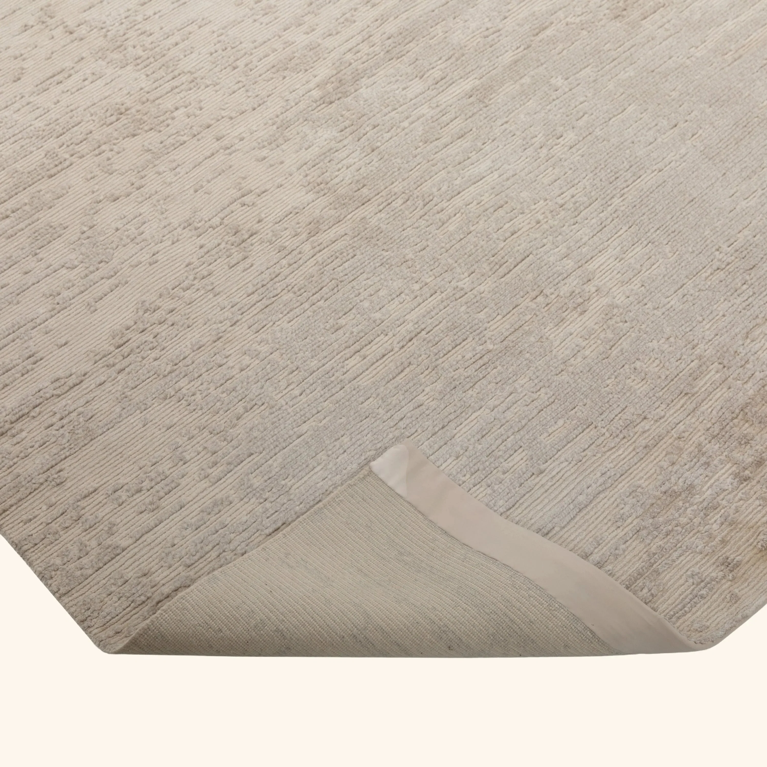 Grey & White Contemporary Tibetan Silk Wool Blend Rug - Image 9