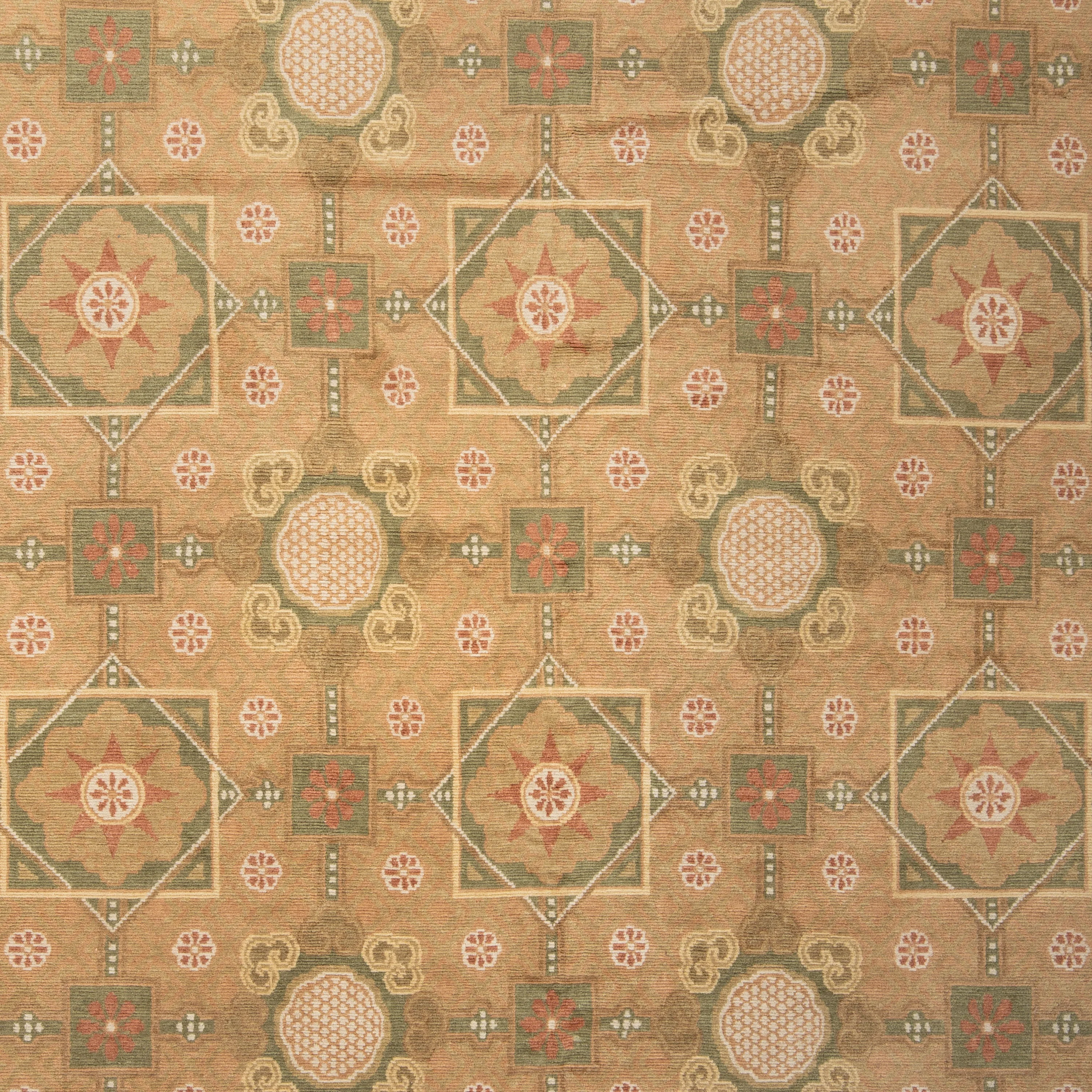 Brown Tibetan Transitional Wool Rug - 9'2" x 12'6" - Image 2