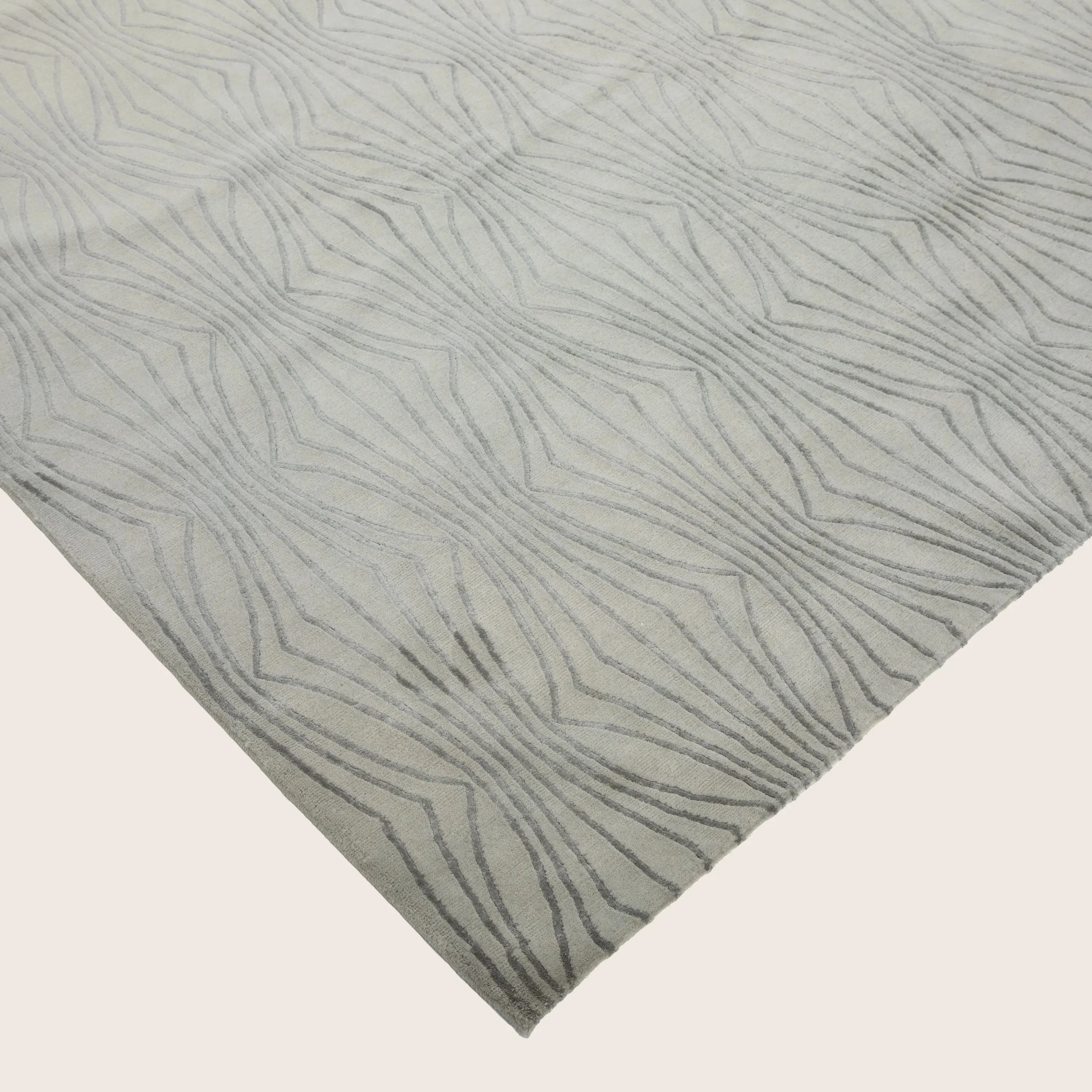 Blue Tibetan Contemporary Wool Silk Blend Rug - 9' x 12' - Image 3