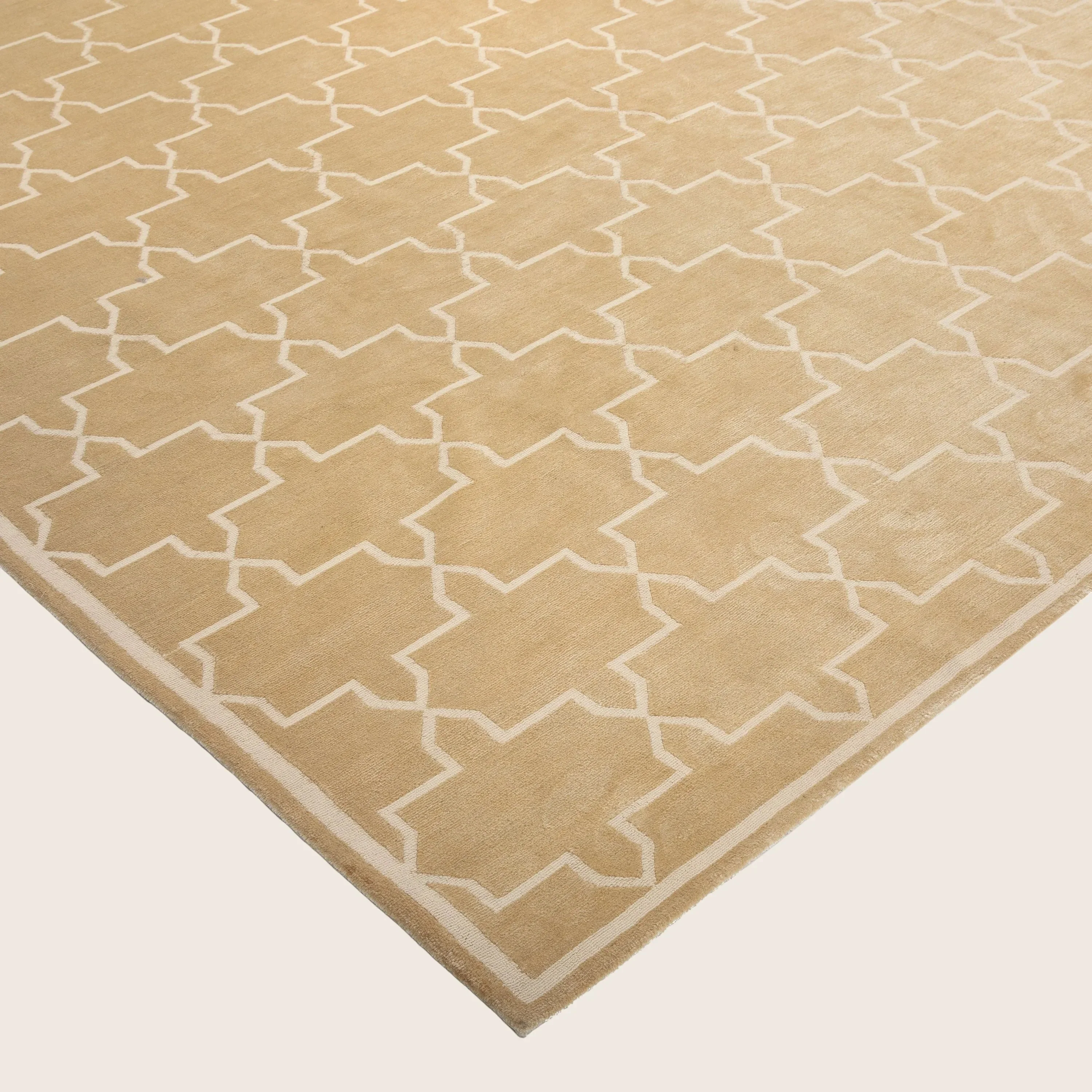 Camel Tibetan Transitional Wool Silk Blend Rug - 9'2" x 12'3" - Image 3