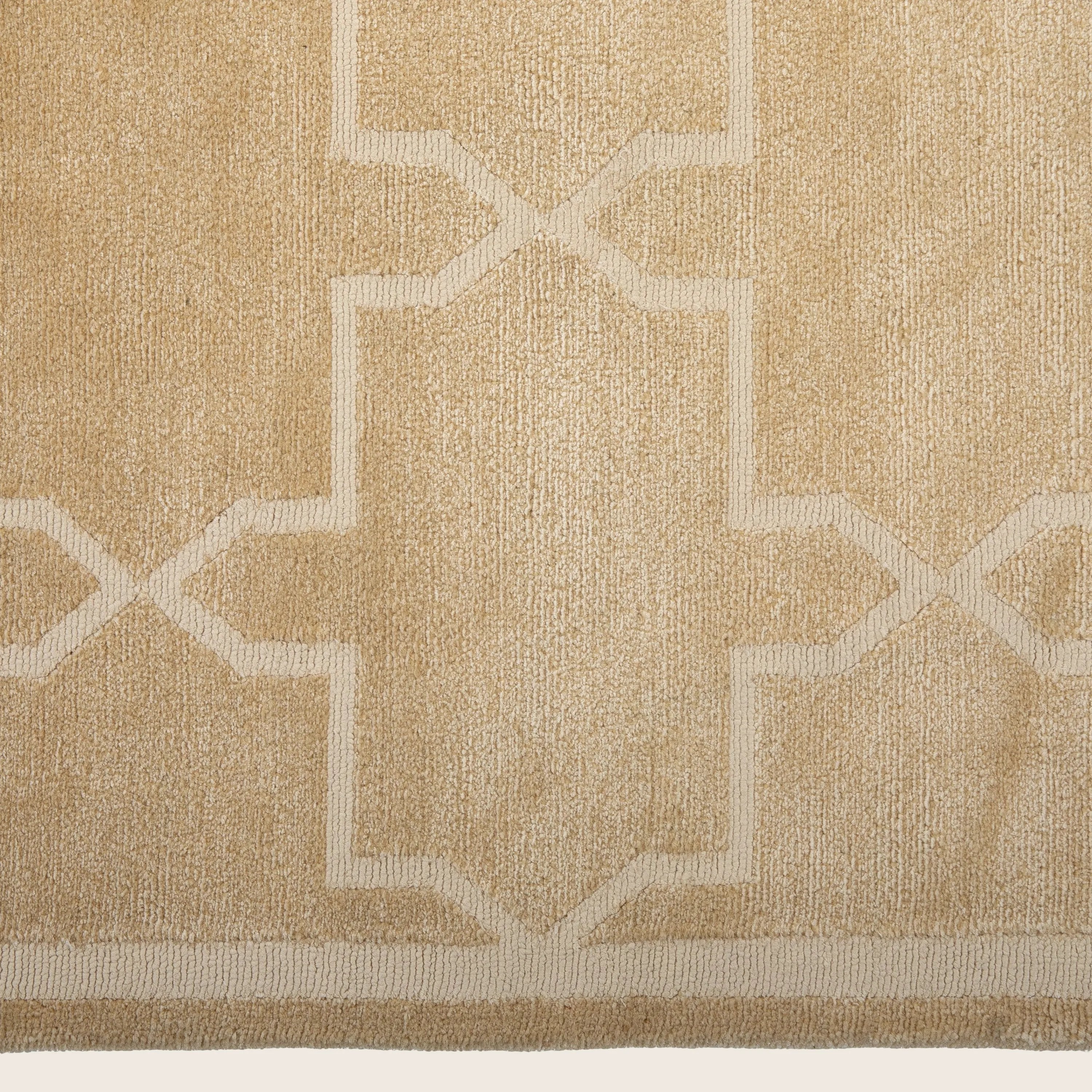Camel Tibetan Transitional Wool Silk Blend Rug - 9'2" x 12'3" - Image 5