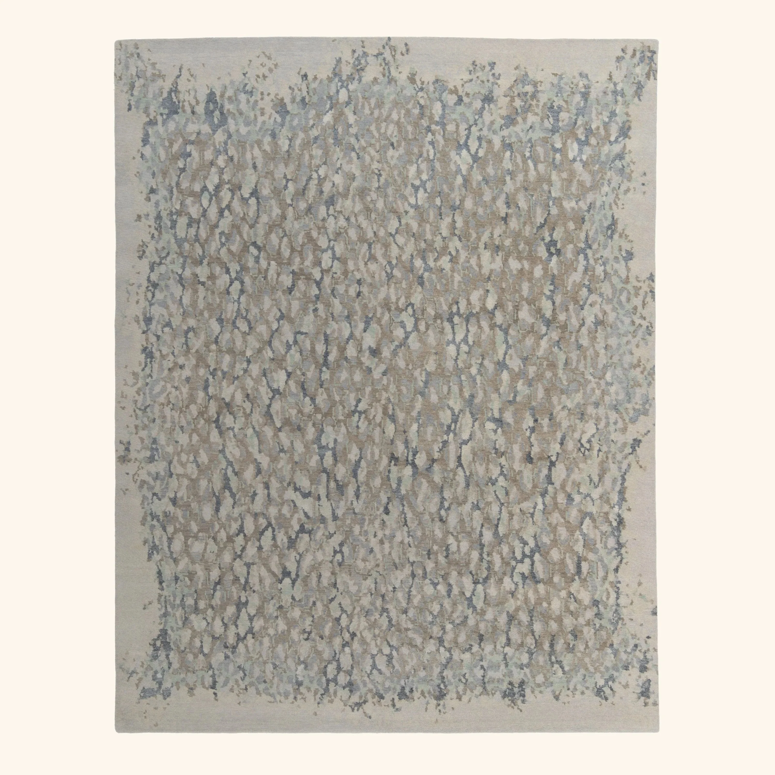 Multicolored Contemporary Tibetan Wool Silk Blend Rug - 8' x 10'