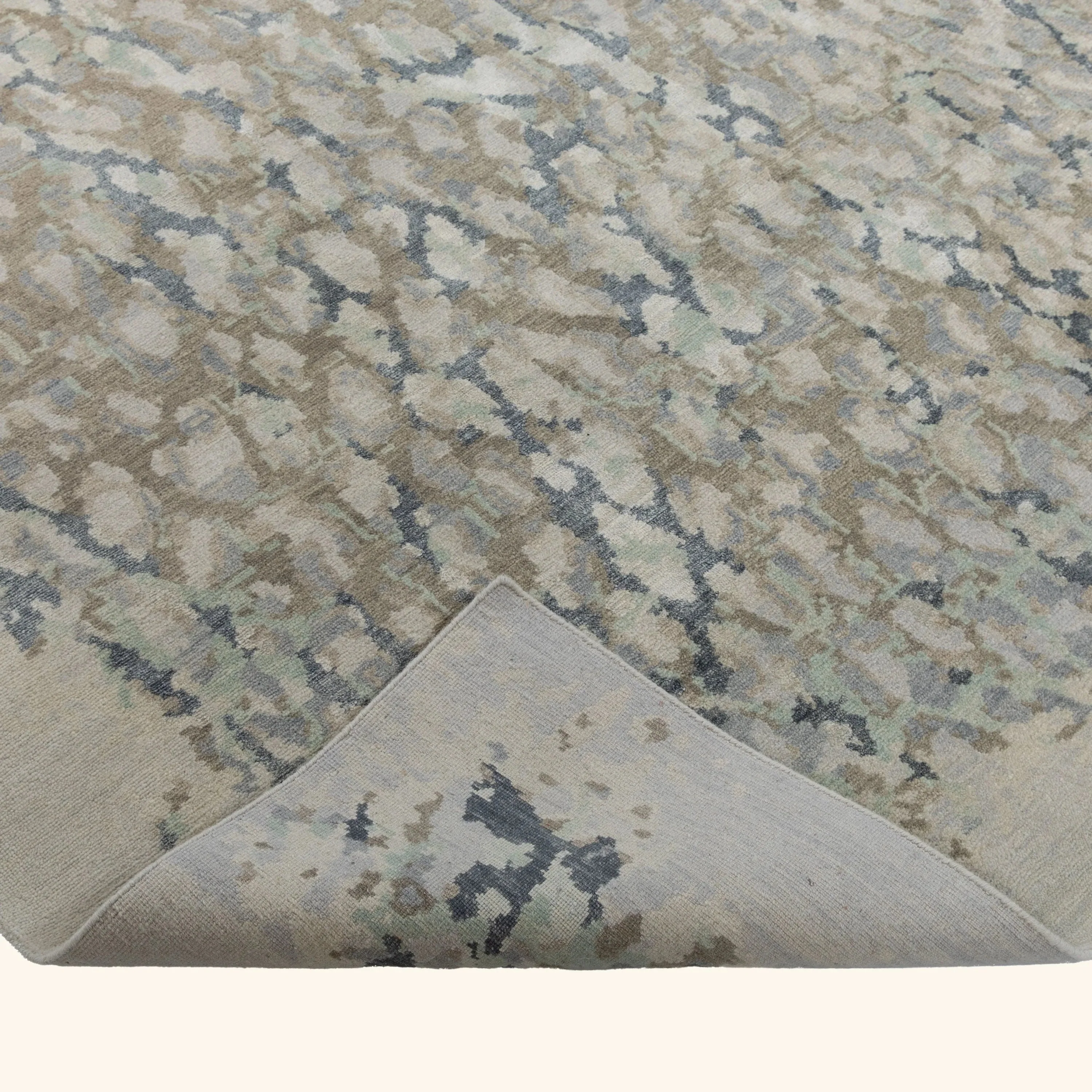 Multicolored Contemporary Tibetan Wool Silk Blend Rug - 8' x 10' - Image 4