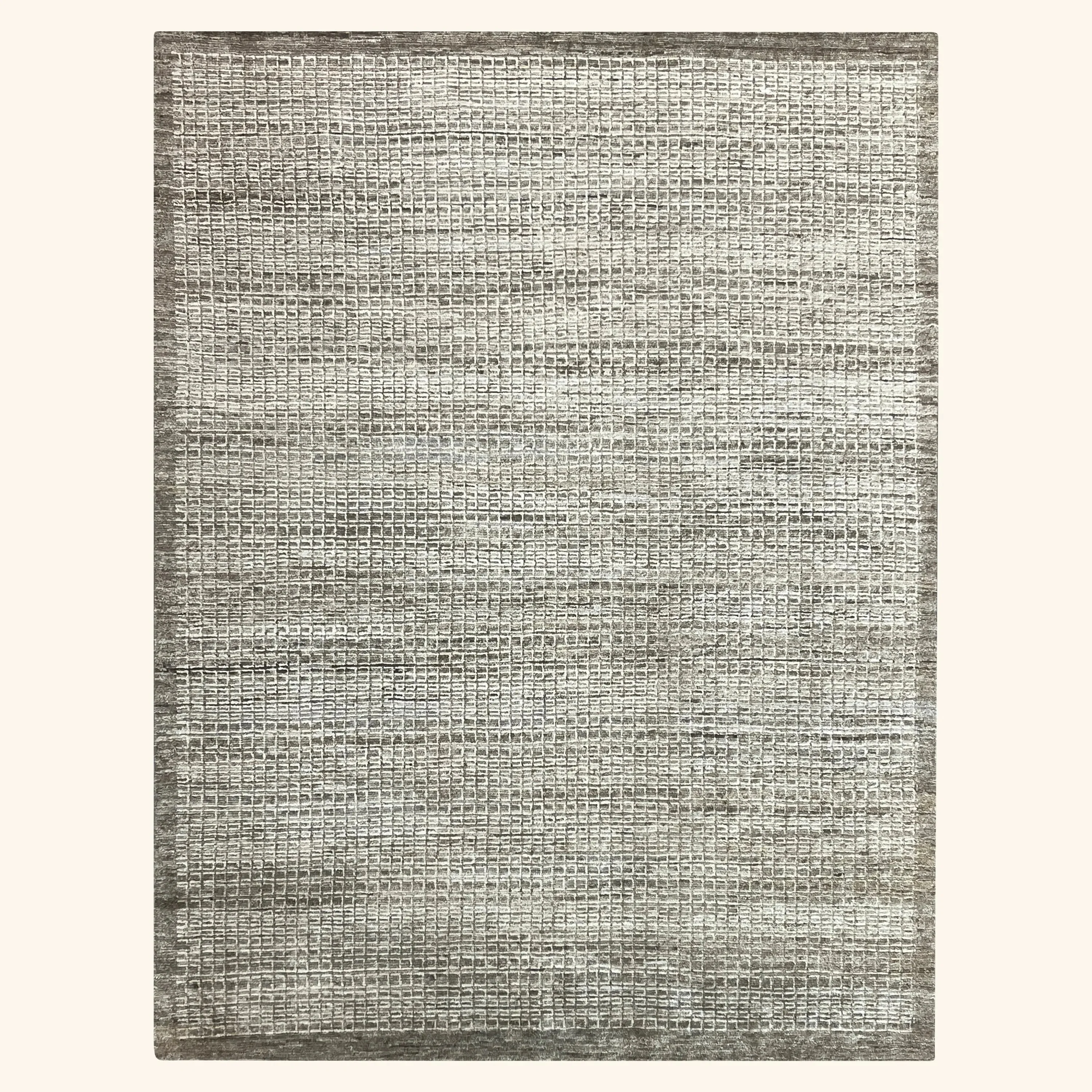 Ivory & Beige Transitional Wool Silk Blend Rug - 8' x 10'