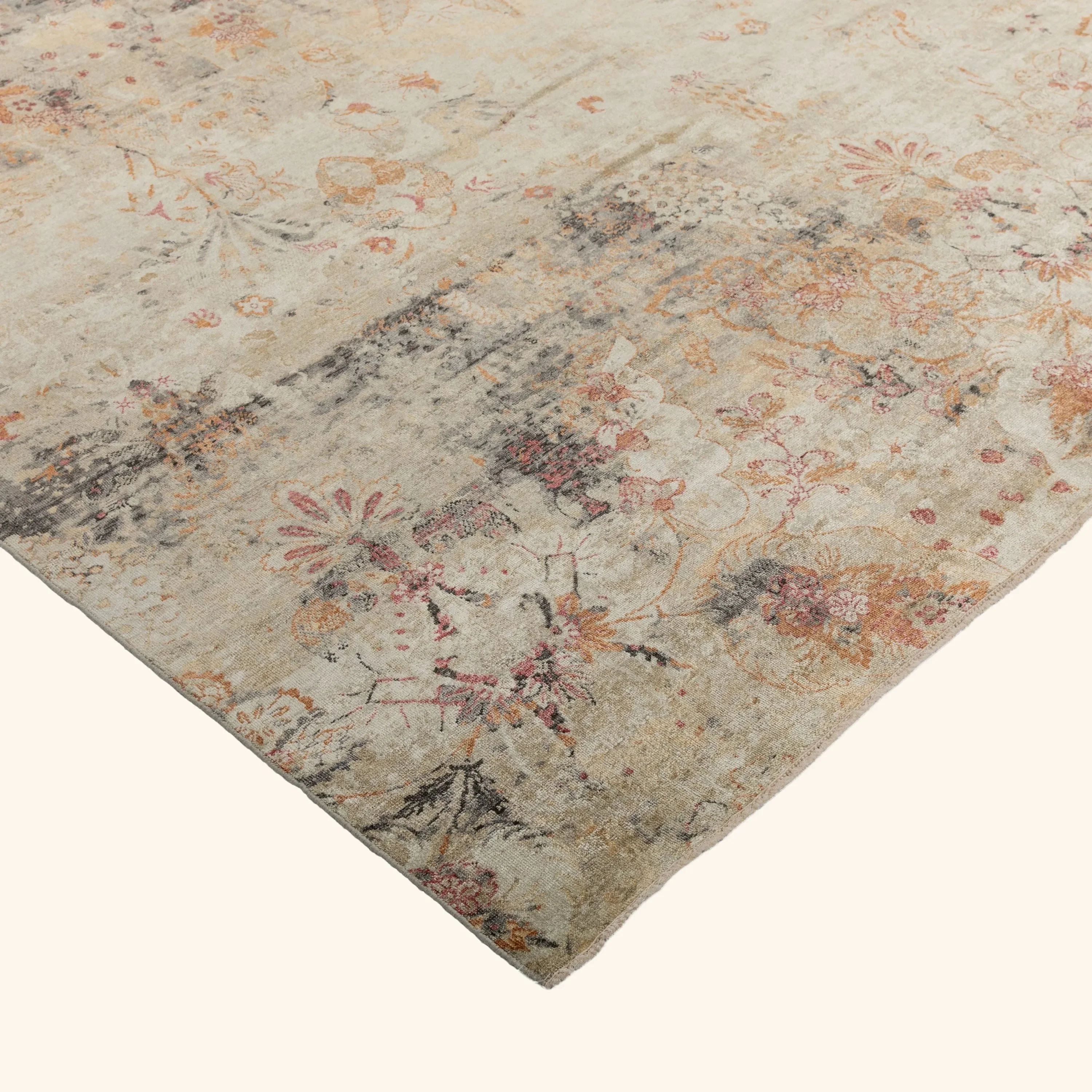 Brown and Grey Samoke Transitional Wool Silk Rug - 9' x 11'9" - Image 4