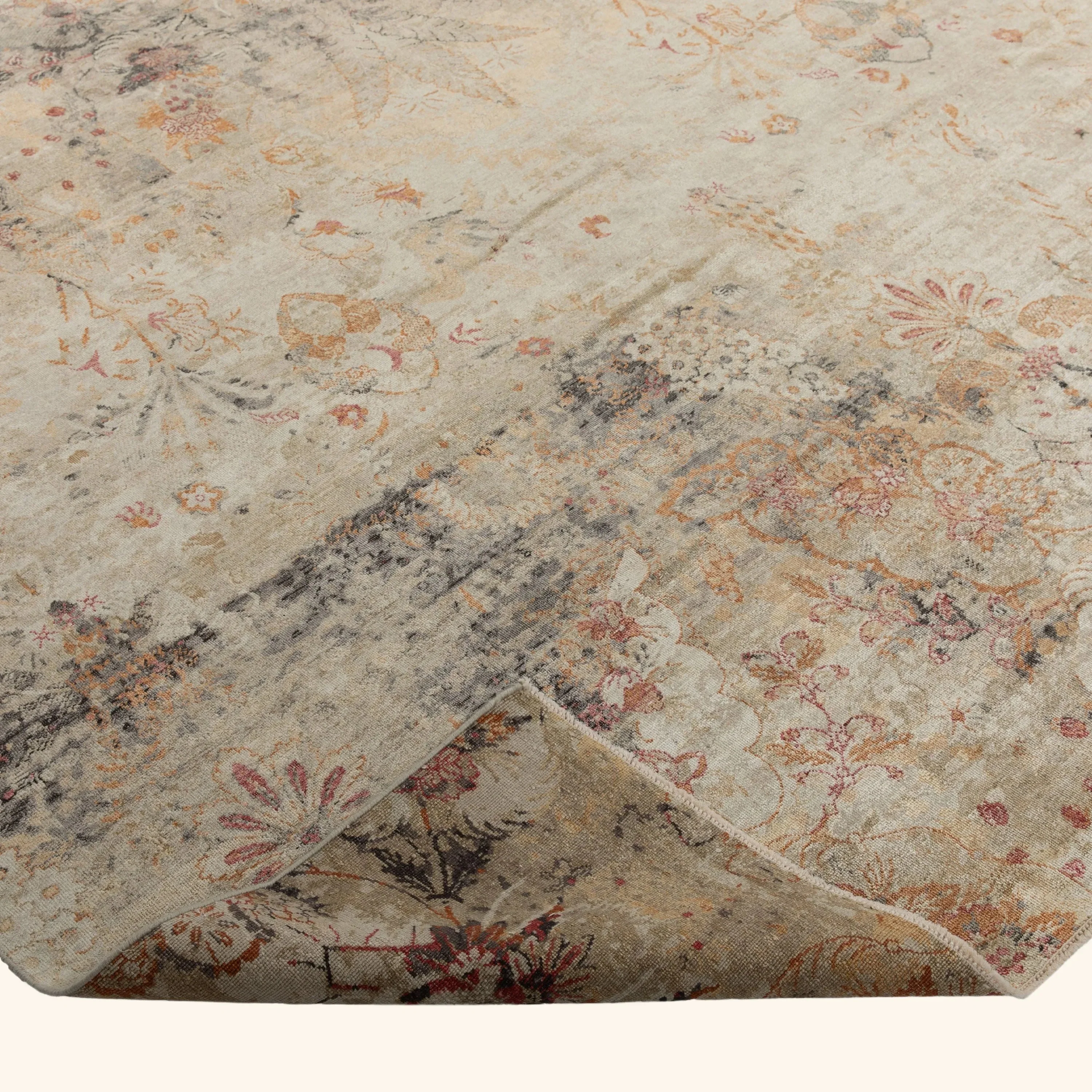 Brown and Grey Samoke Transitional Wool Silk Rug - 9' x 11'9" - Image 6