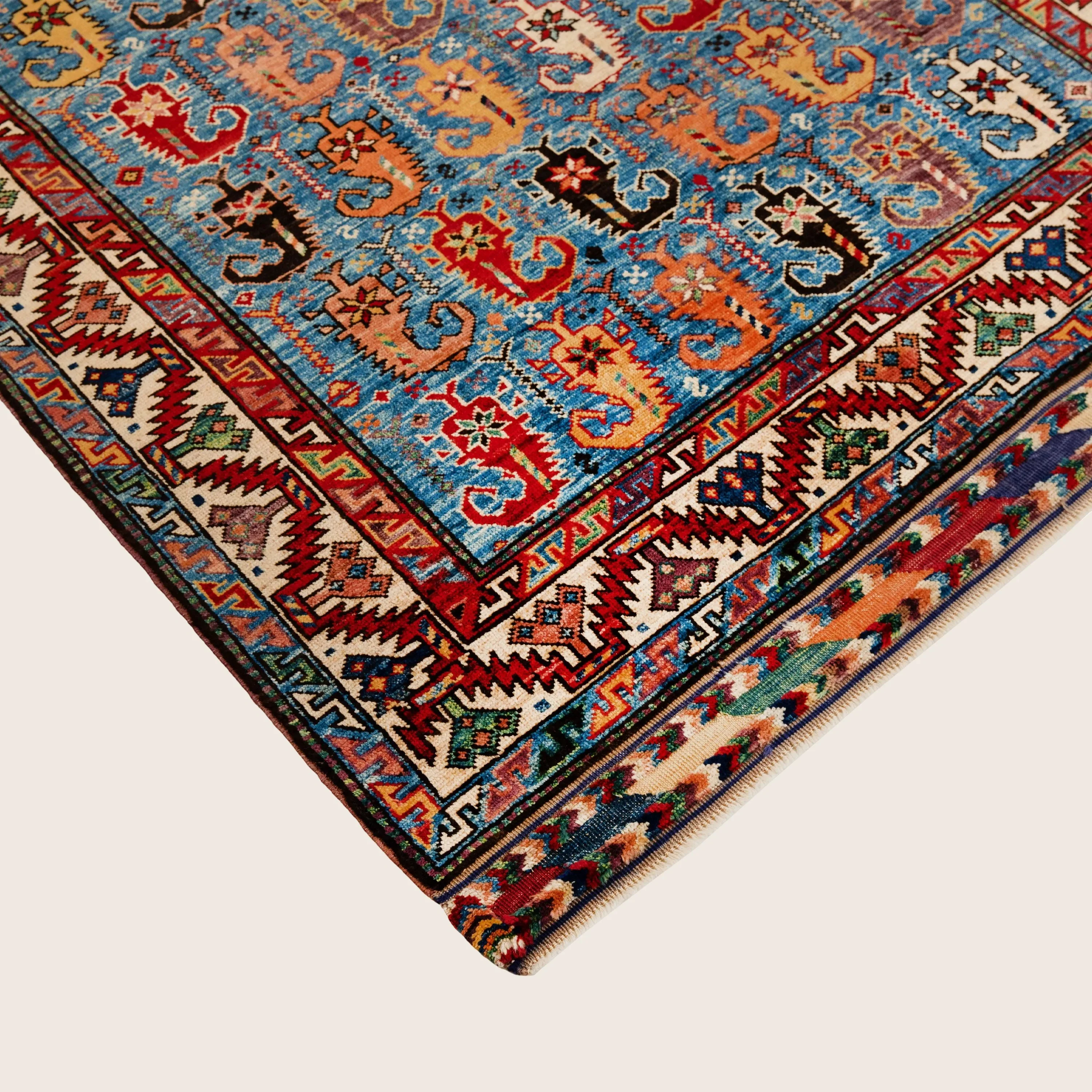 Red Blue Traditional Afshar Wool Rug - 4'3" x 6'9" - Image 3
