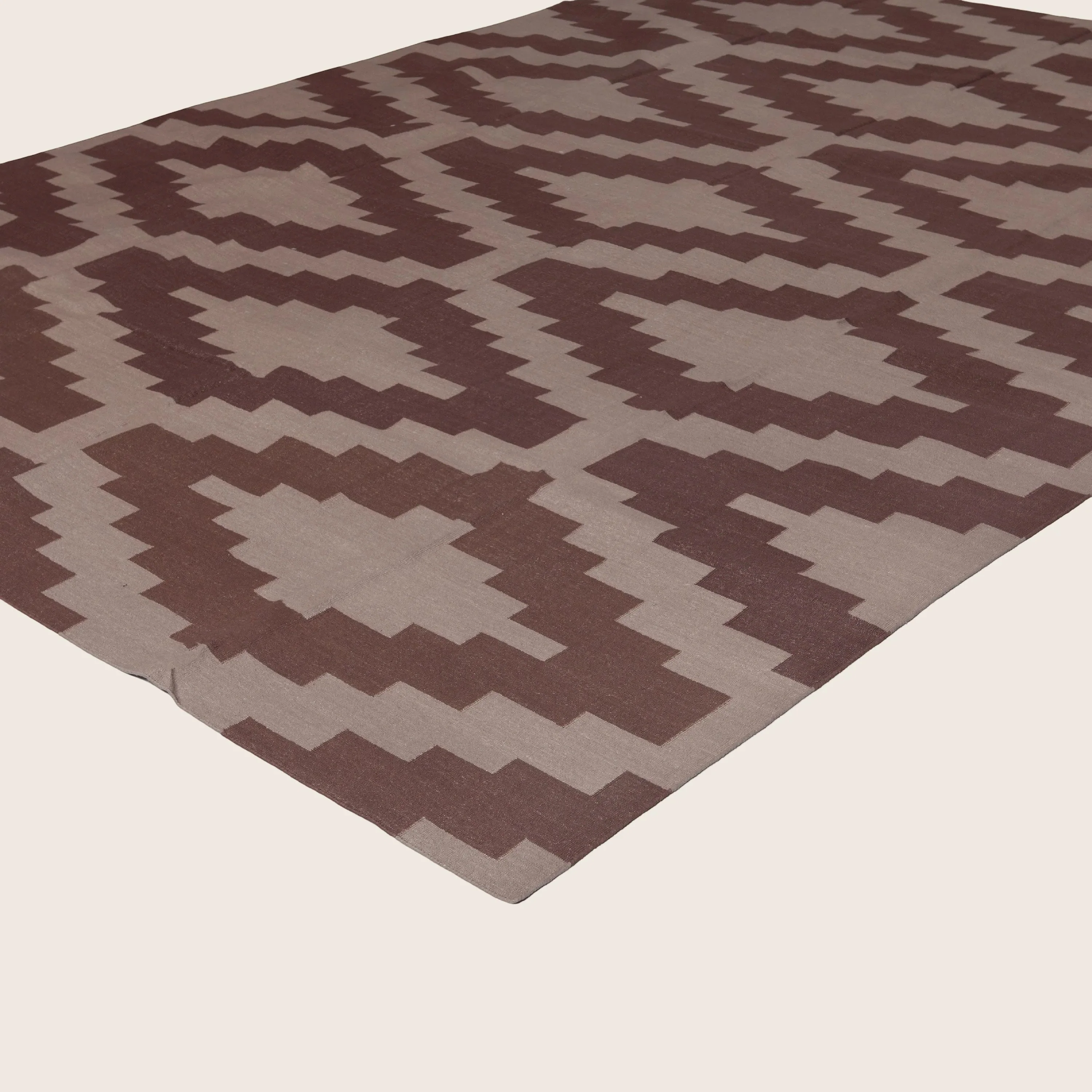 Cream & Brown Flatweave Cotton Rug - 8'1" x 11'1" - Image 3