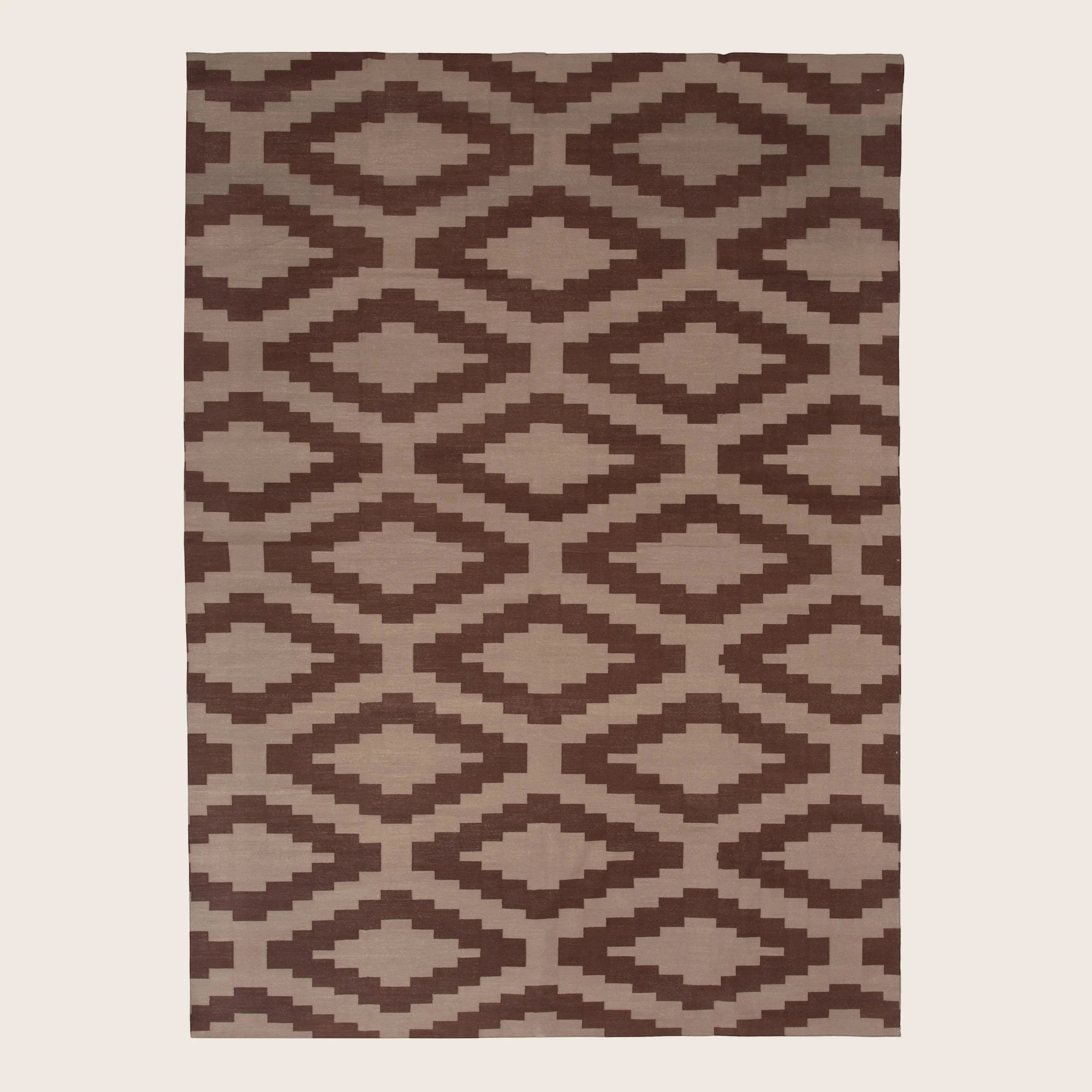 Brown Geometric Cotton Rug - 10' x 14'4"