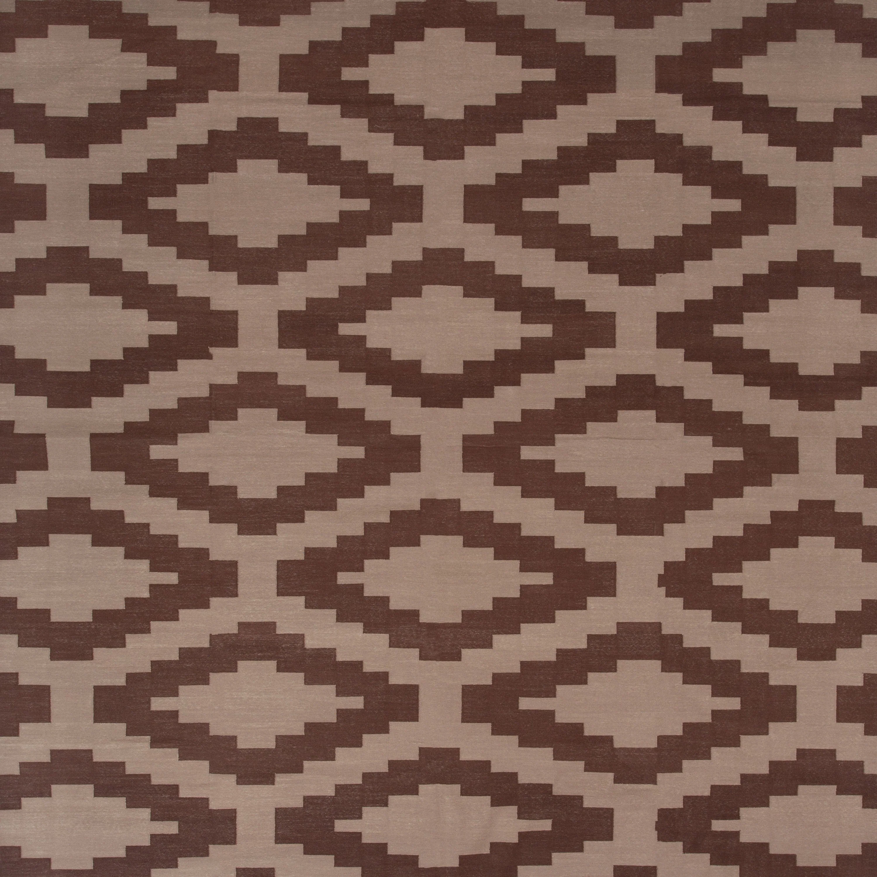 Brown Geometric Cotton Rug - 10' x 14'4" - Image 2