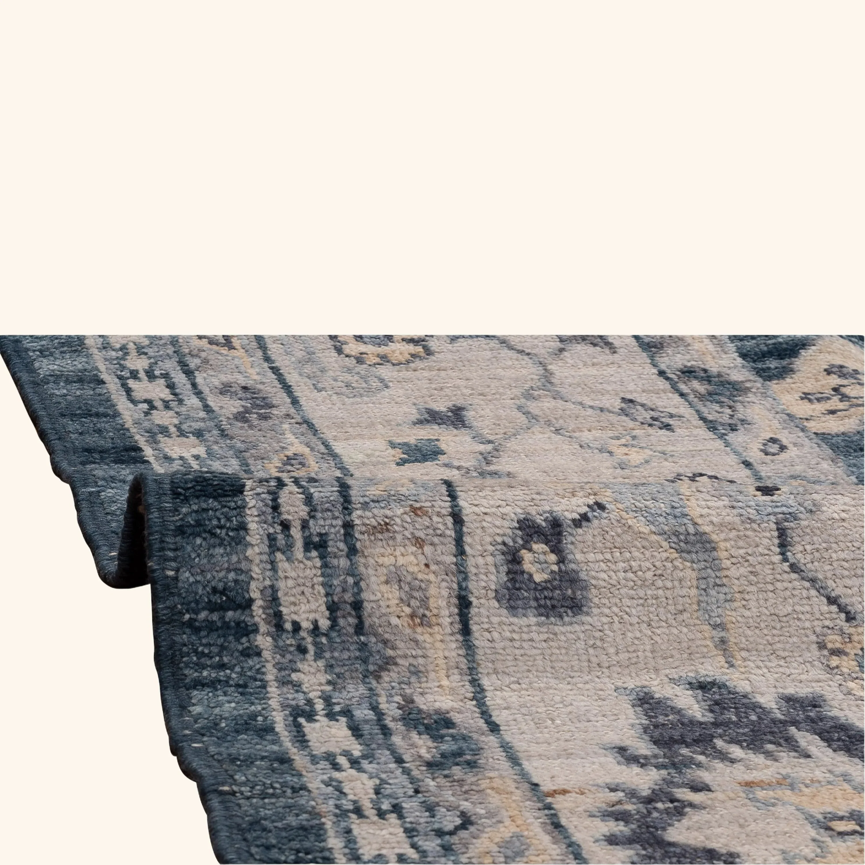 Blue Traditional Oushak Wool Rug - 8'7" x 11'3" - Image 2