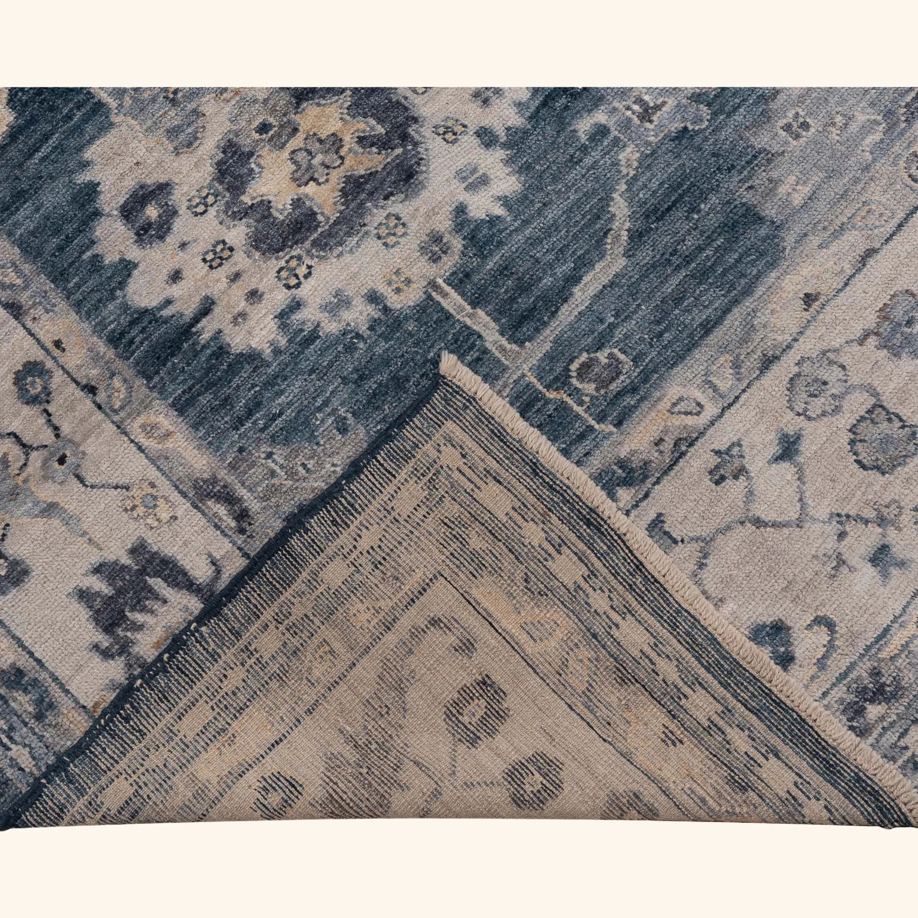 Blue Traditional Oushak Wool Rug - 8'7" x 11'3" - Image 3