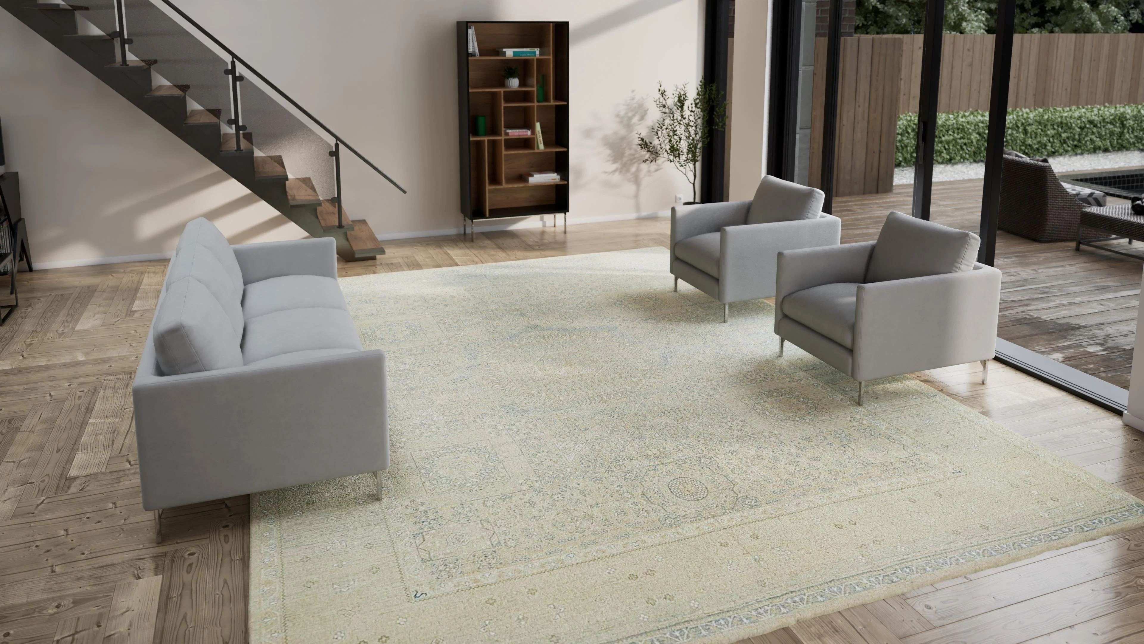 Beige Traditional Wool Rug - 12'11" x 16' - Image 2