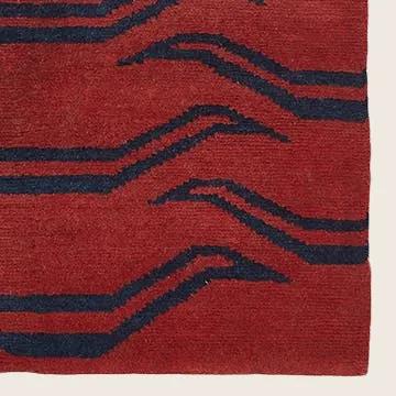 Red & Blue Traditional Tibetan Wool Rug - 2'8" x 5'6" - Image 3