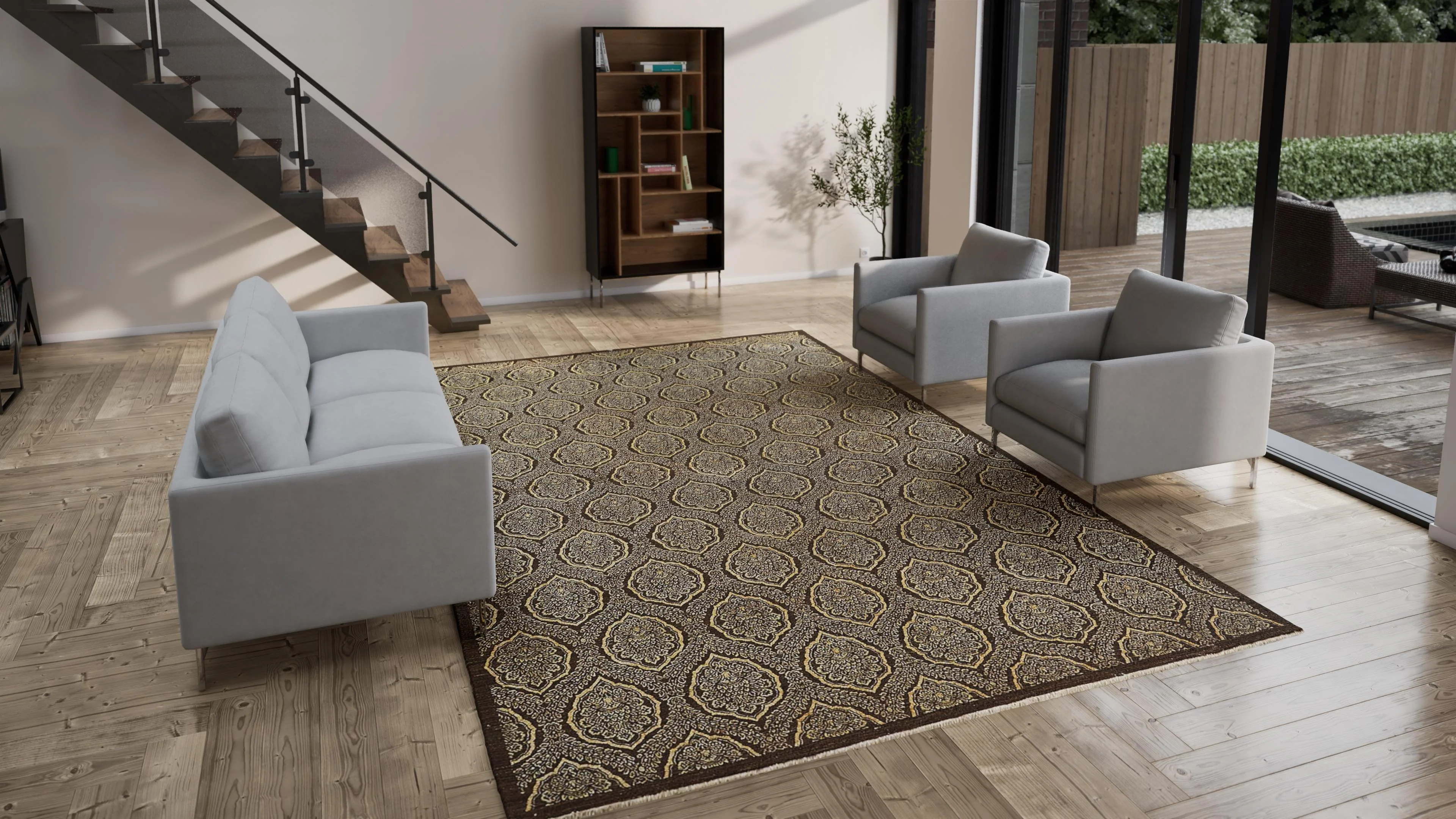 Brown Traditional Wool Rug - 9'10" x 13'9" - Image 3