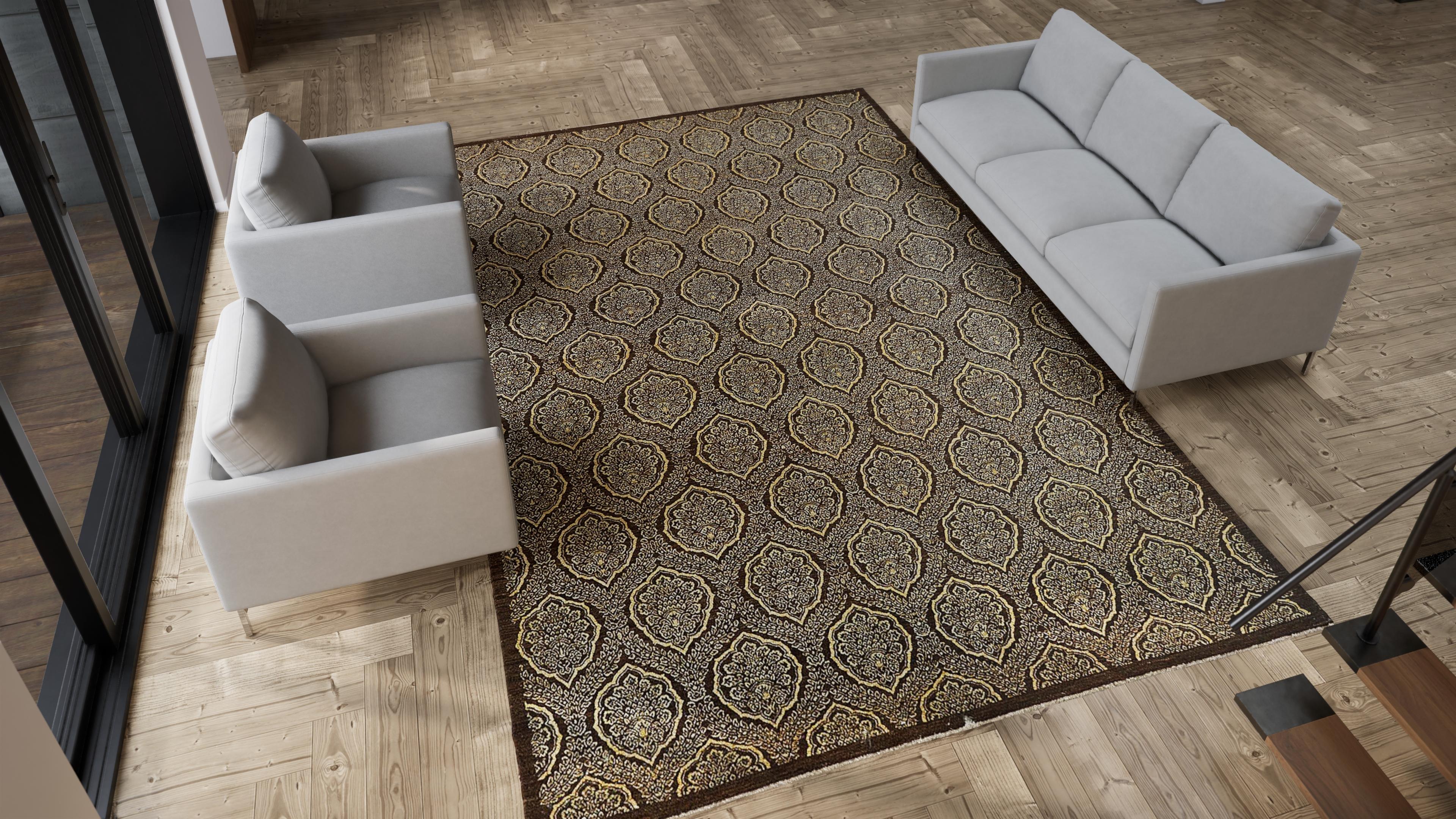Brown Traditional Wool Rug - 9'10" x 13'9" - Image 5