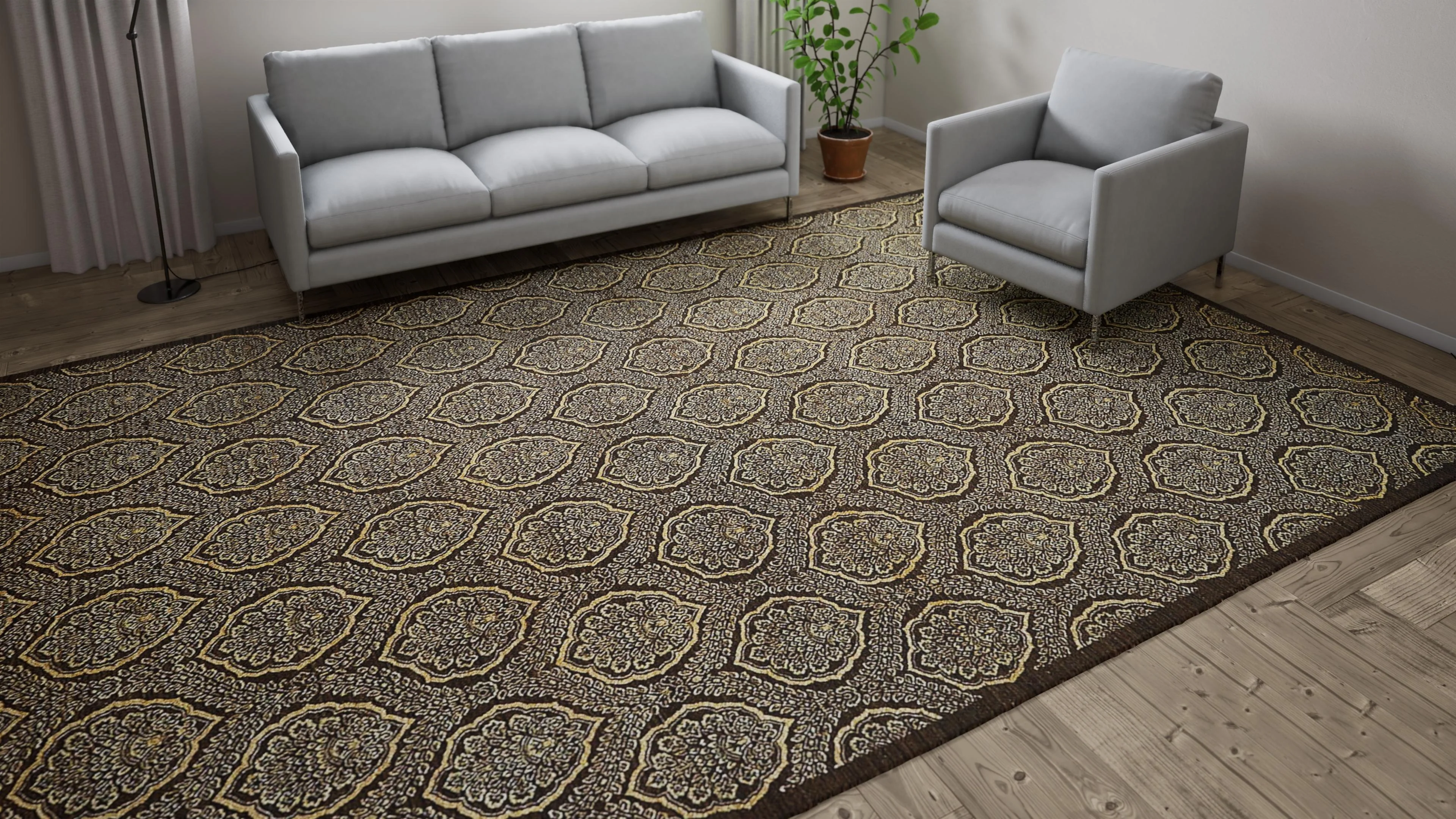 Brown Traditional Wool Rug - 9'10" x 13'9" - Image 6