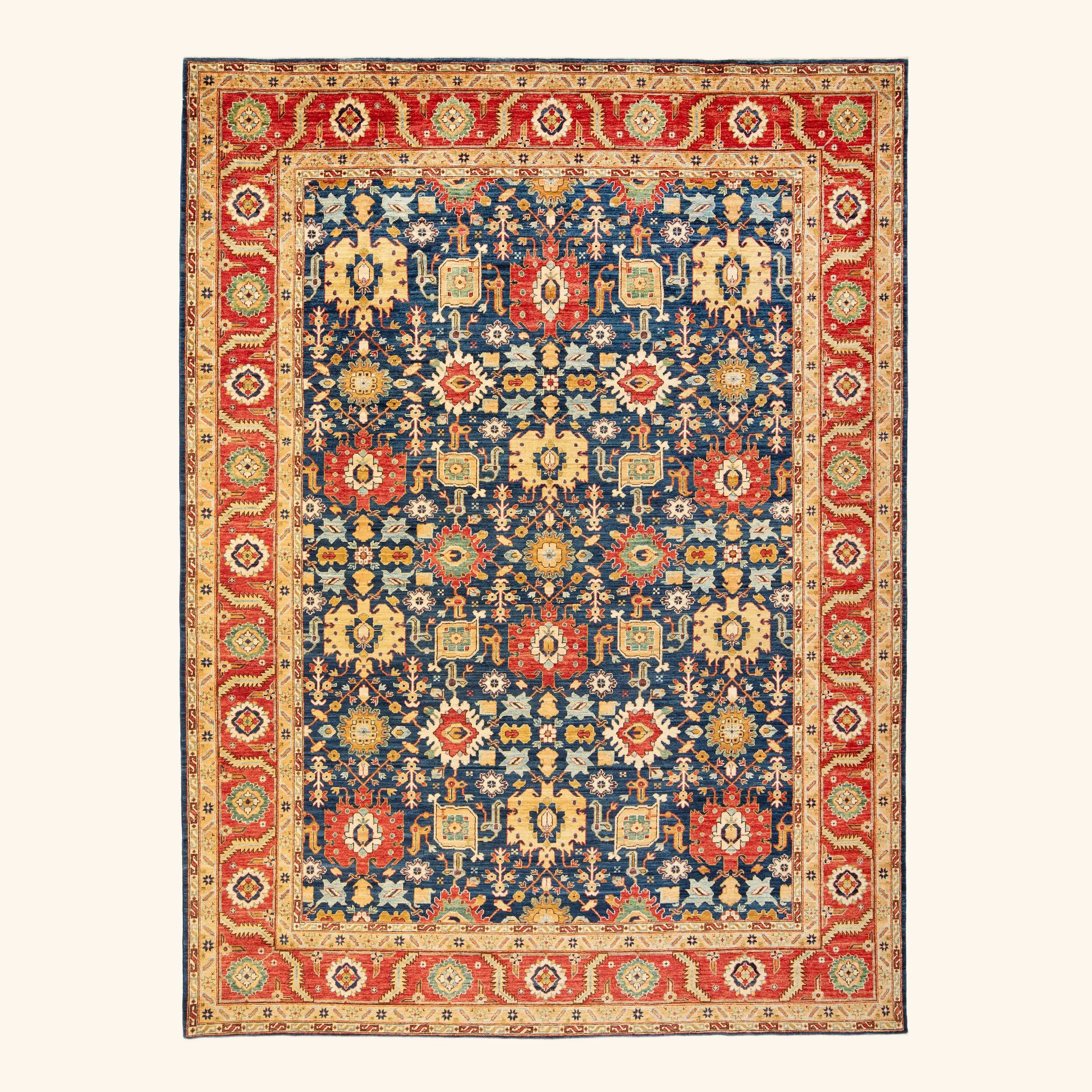 Blue Red Traditional Serapi Wool Rug - 10' x 13'8"