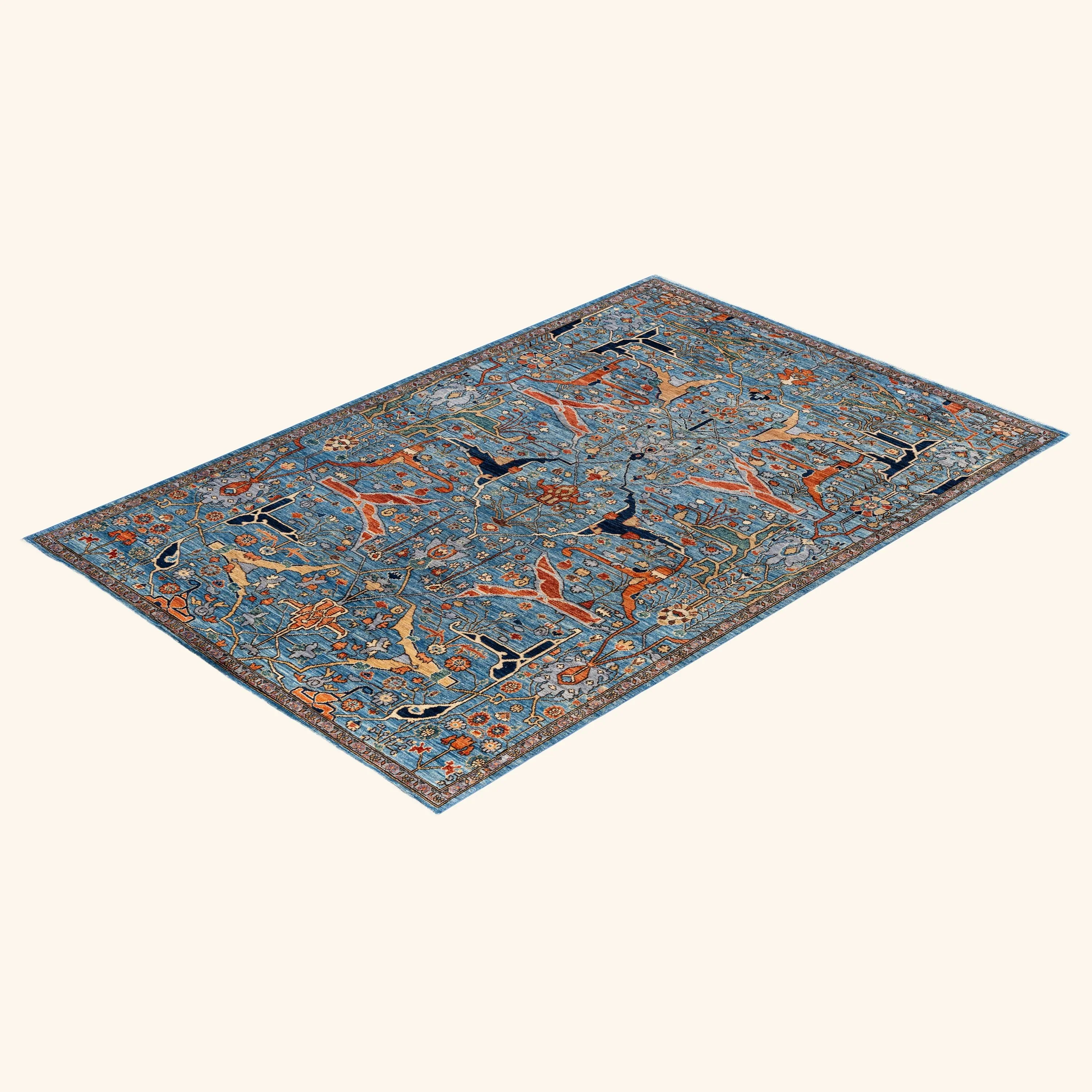 Blue Traditional Serapi Wool Rug - 6' x 9' - Image 8