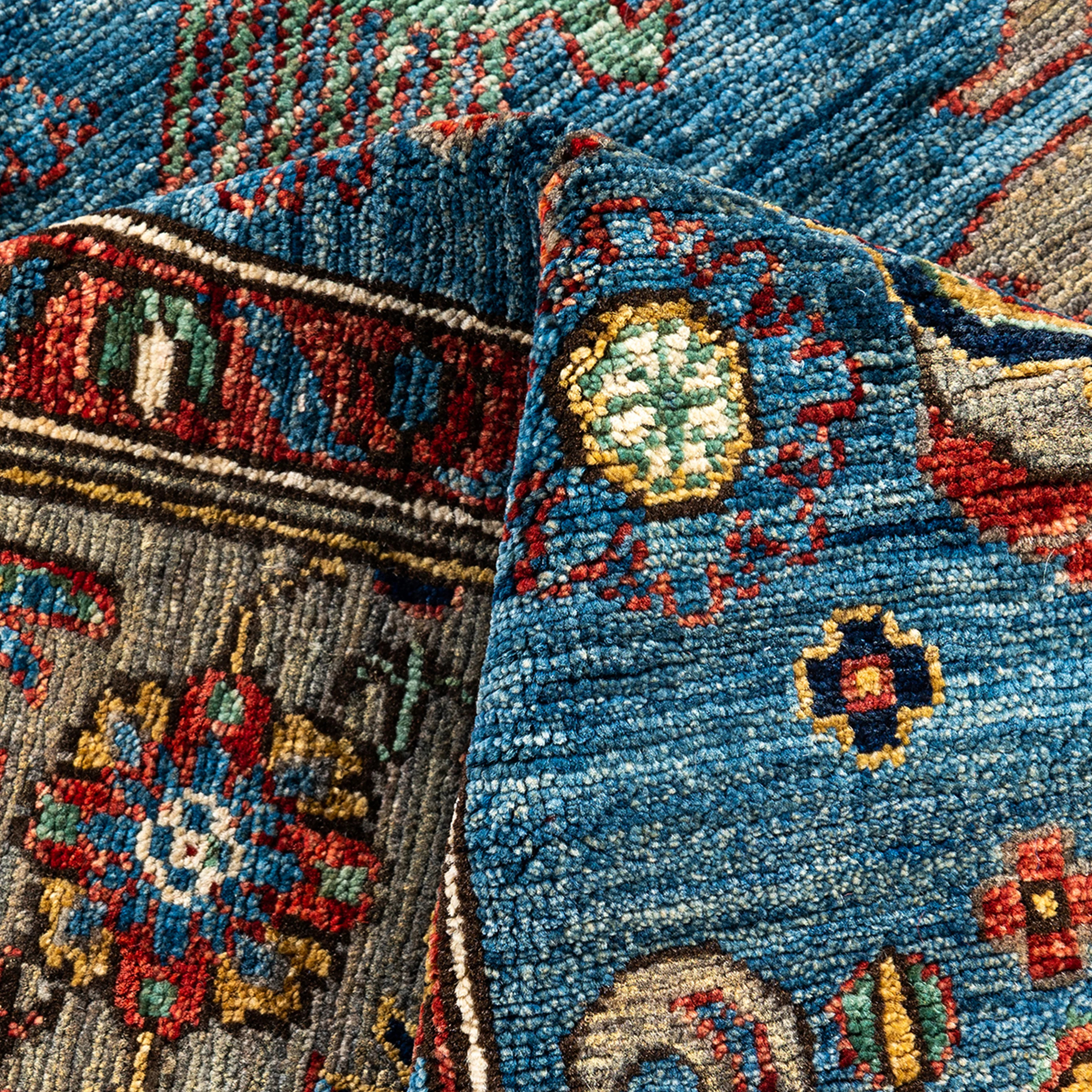 Blue Traditional Serapi Wool Rug - 6'1" x 9' - Image 7