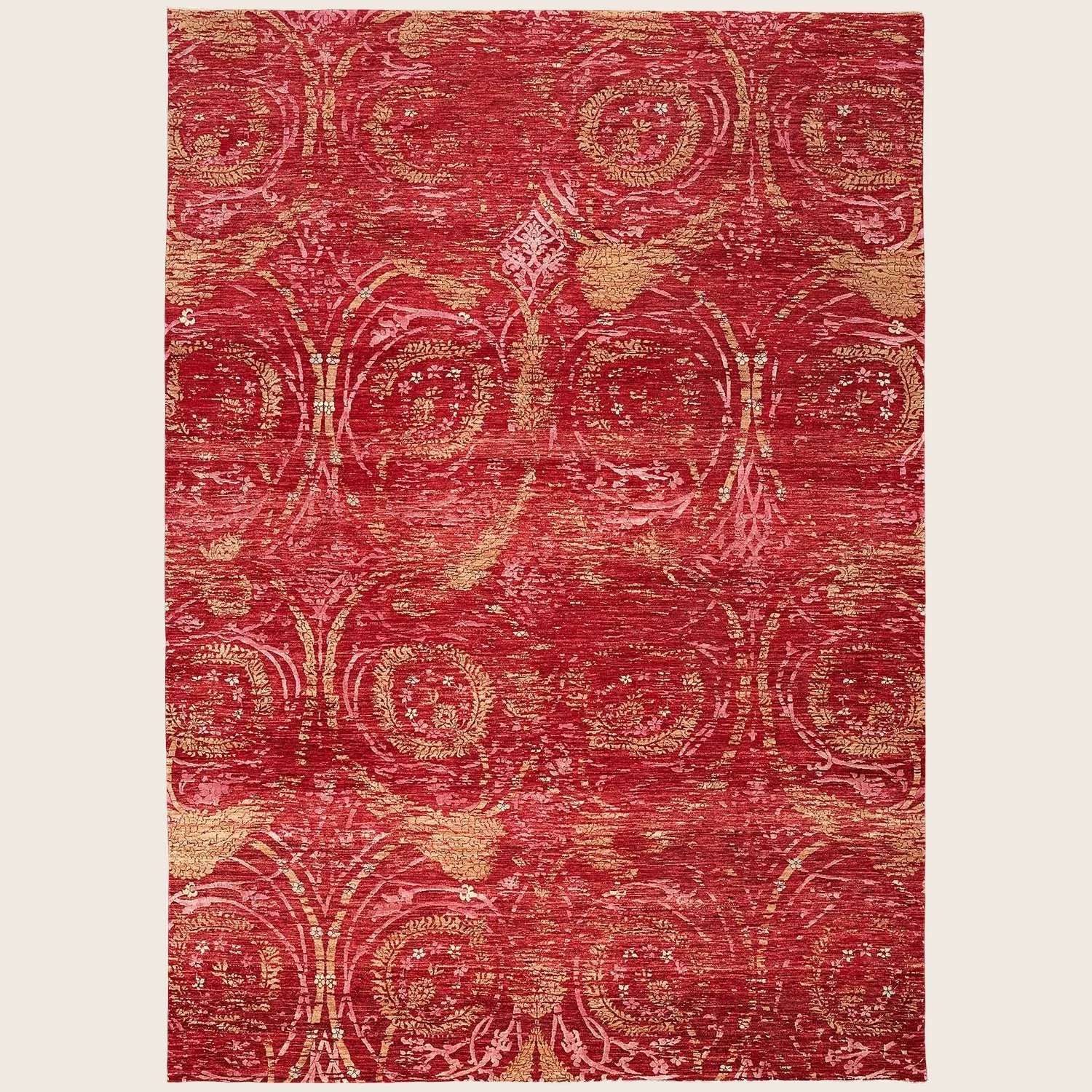 Red Transitional Silk Wool Blend Rug - 8'2" x 11'5"