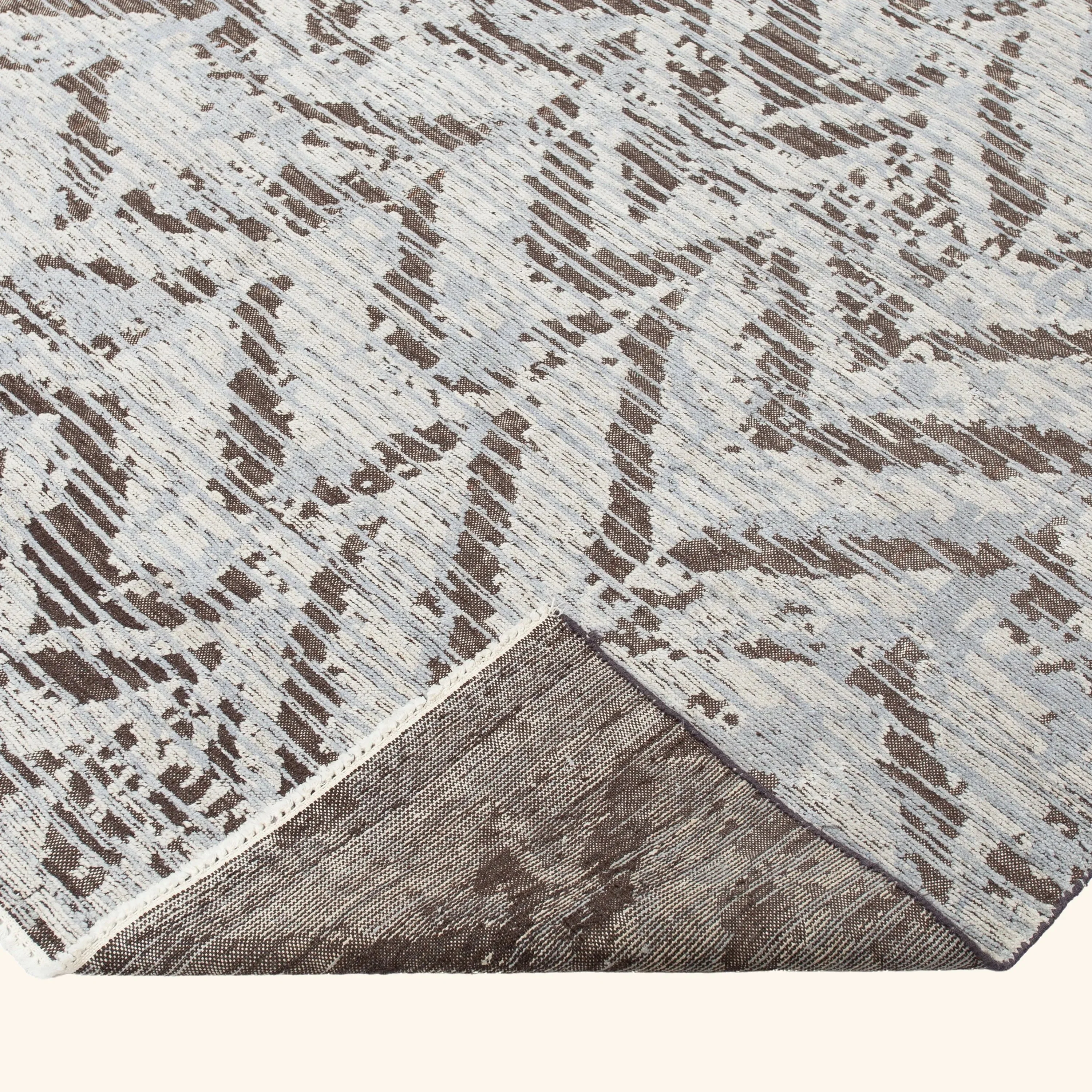 Brown Contemporary Silk Rug - 9' x 12' - Image 4