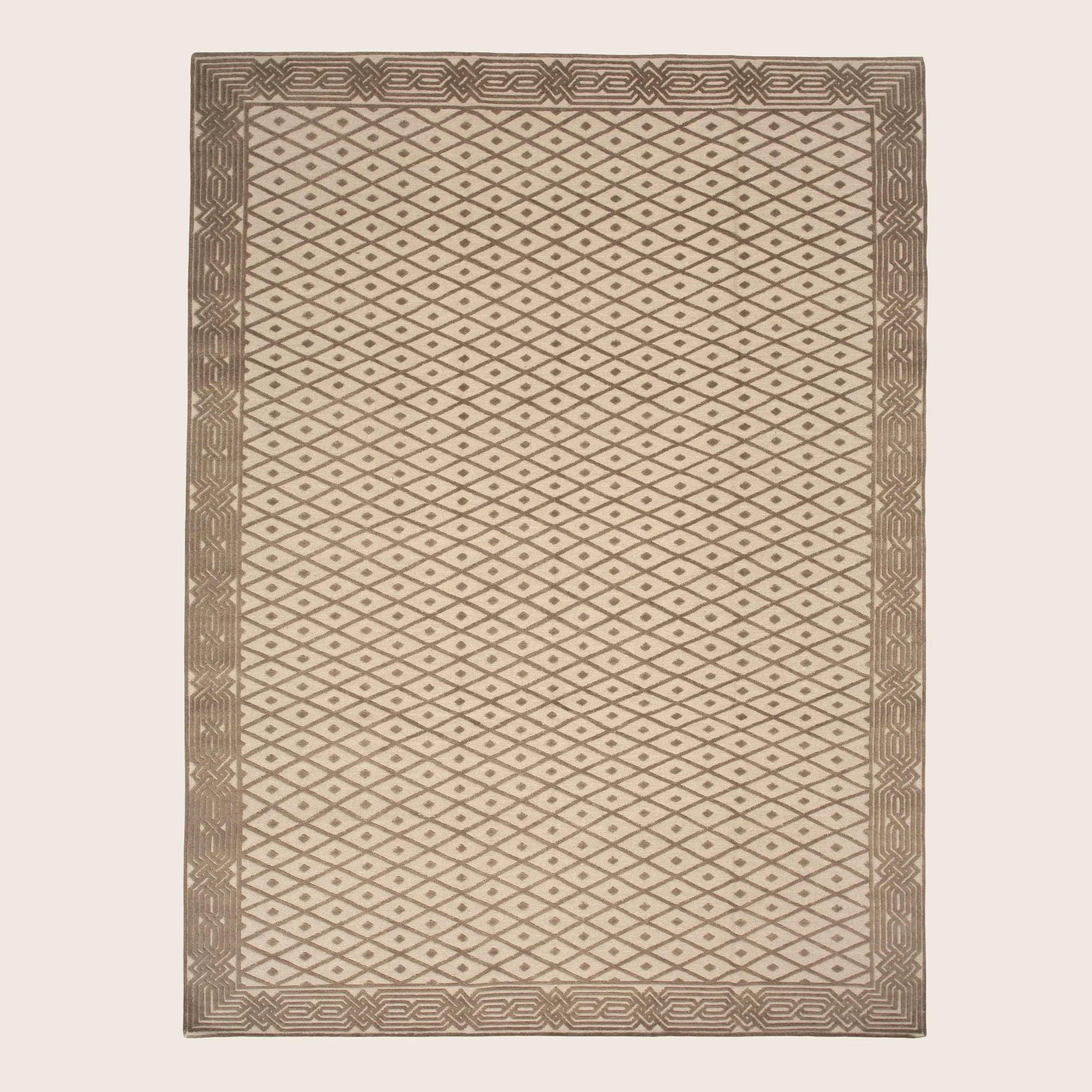Brown Traditional Tibetan Wool Rug - 9'2" x 12'